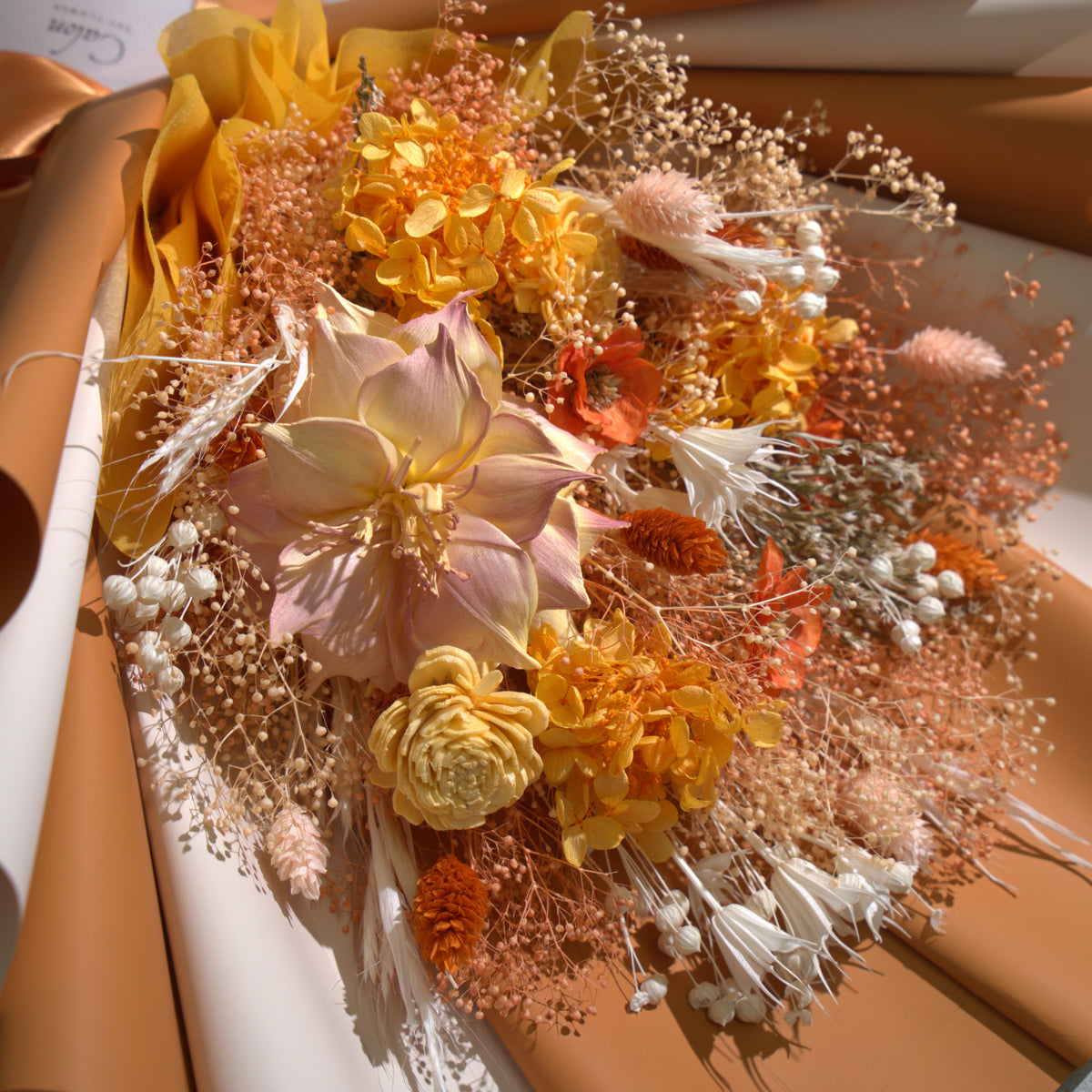 ドライフラワーの花束 Lサイズ オレンジ L-171≪限定１点≫