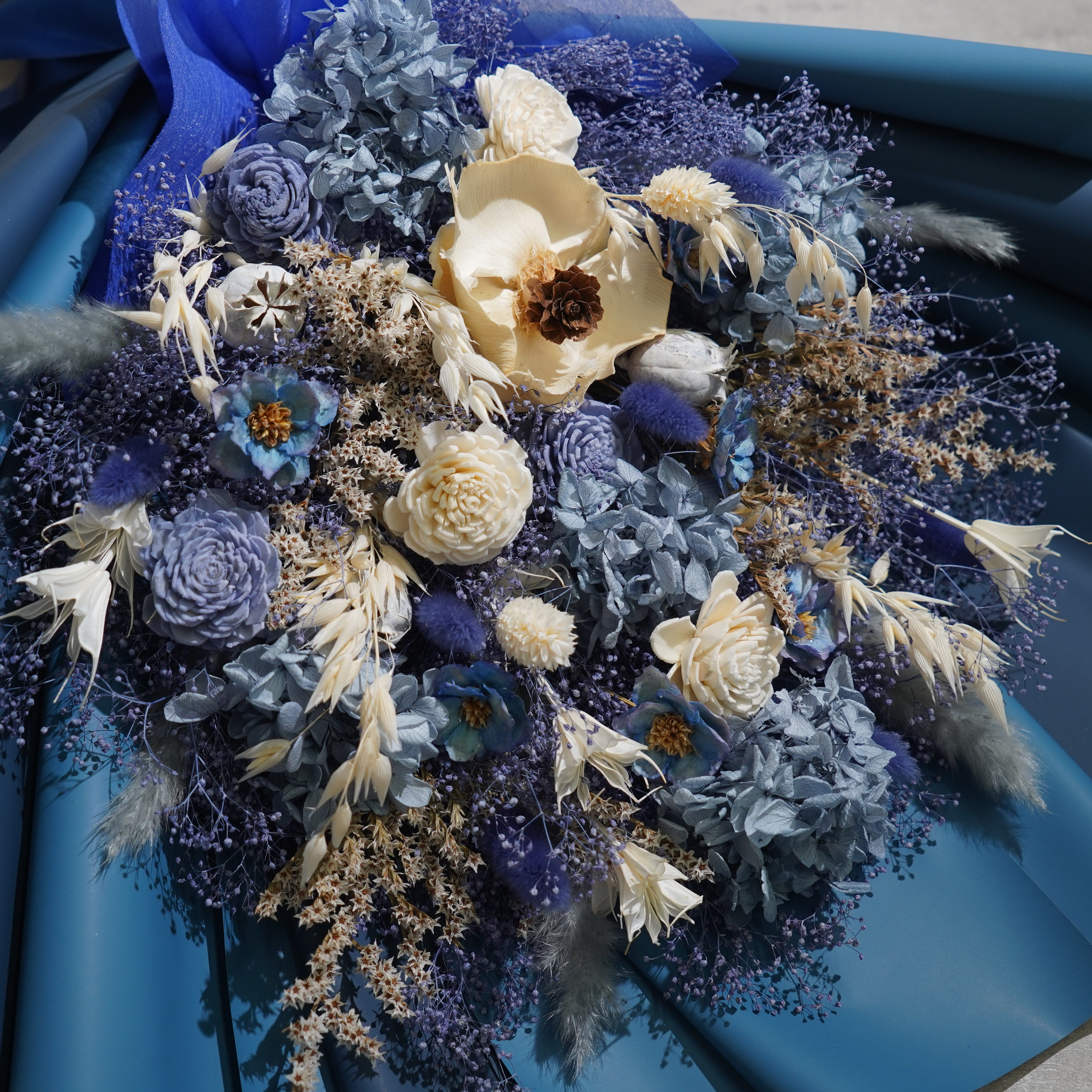 ドライフラワーの花束 LLサイズ ブルー LL-36≪限定１点≫