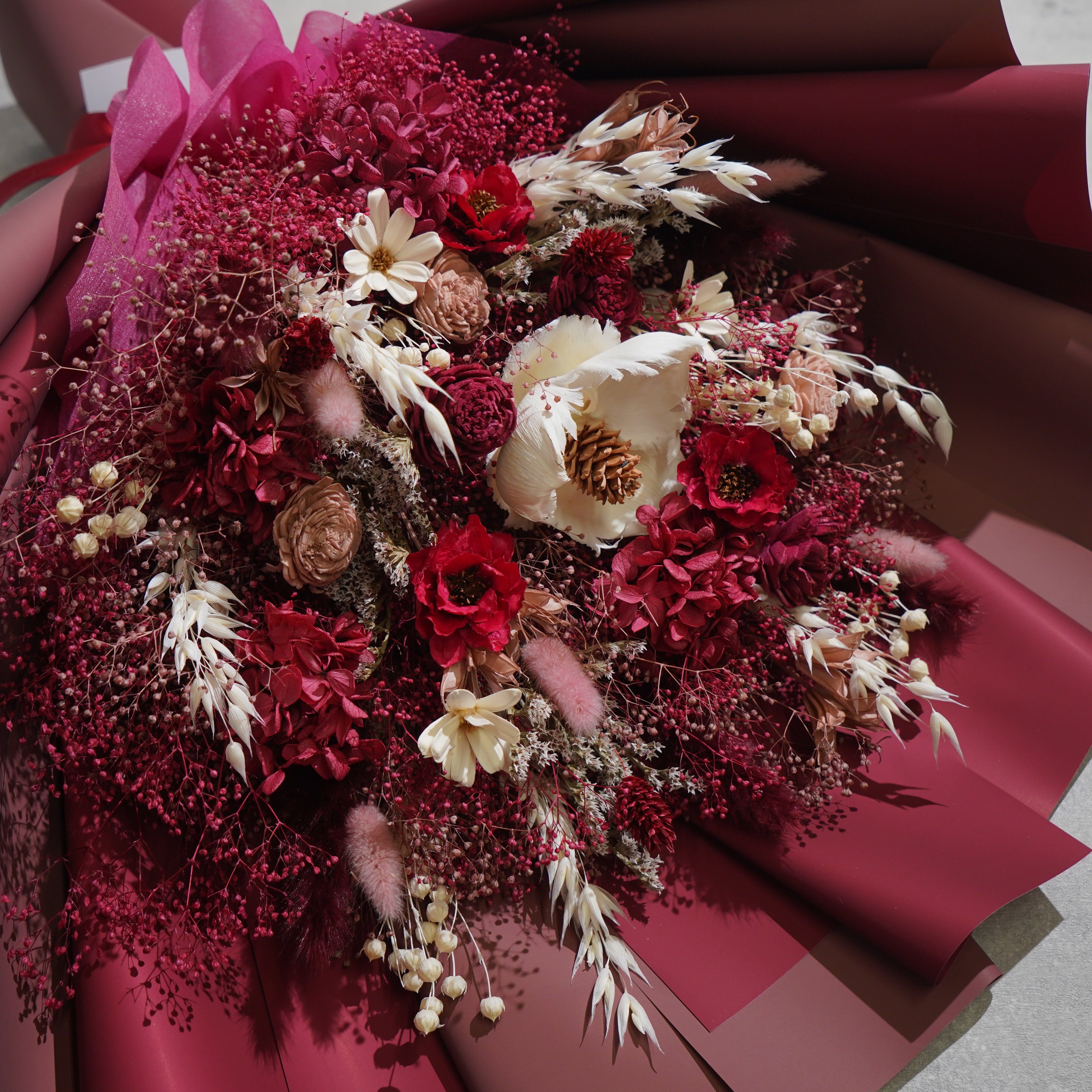 ドライフラワーの花束 LLサイズ レッド LL-42≪限定１点≫
