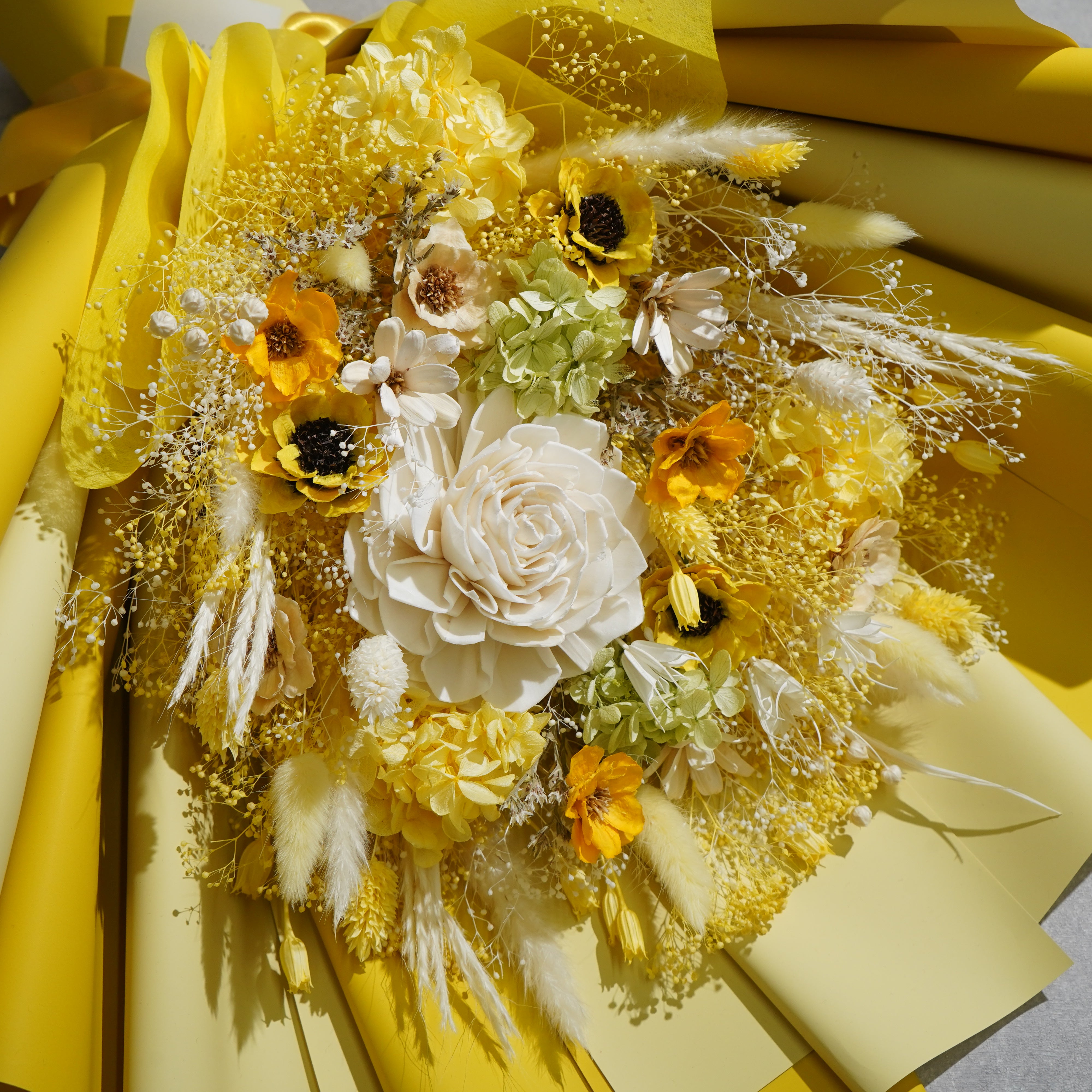 ドライフラワーの花束 LLサイズ イエロー LL-45≪限定１点≫