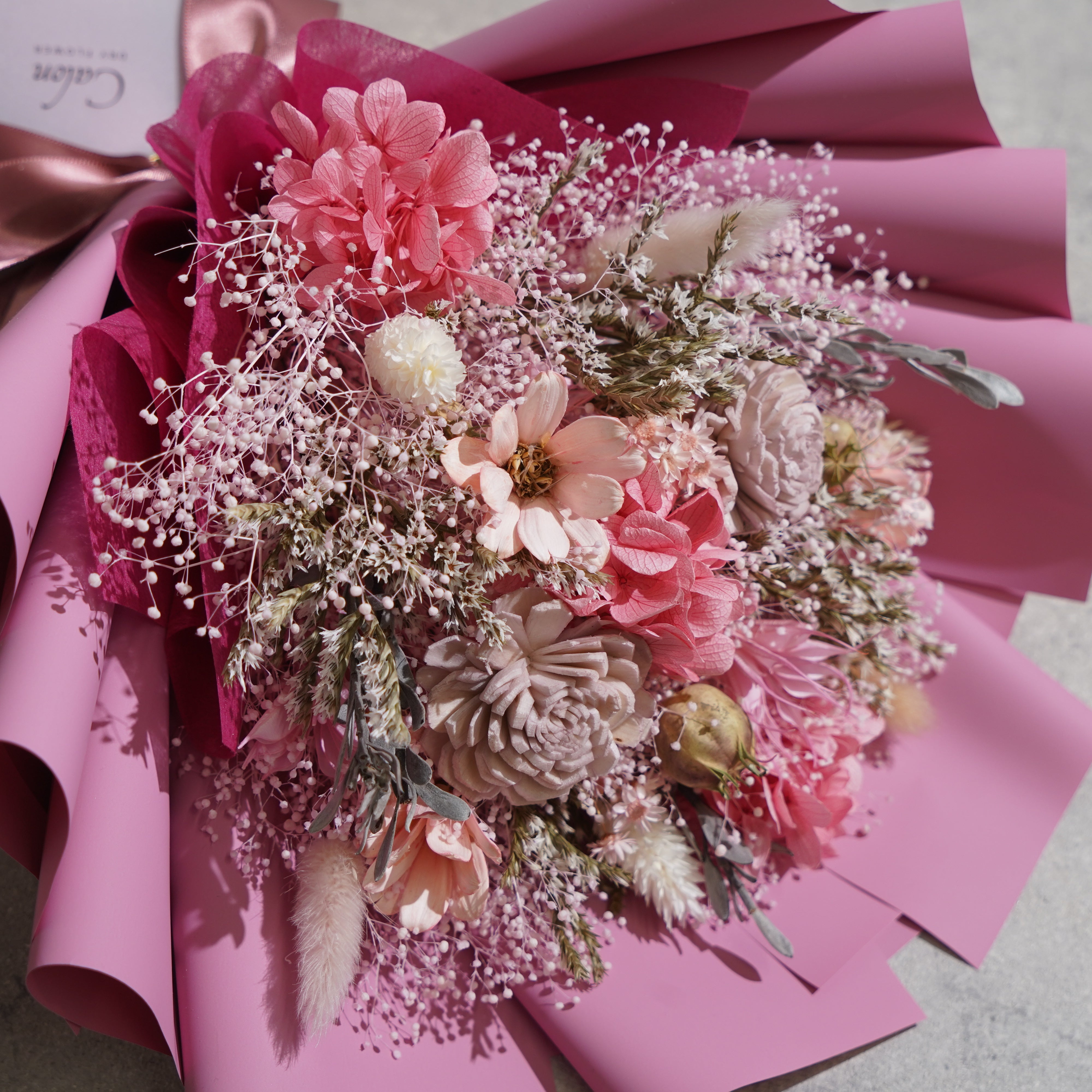 ドライフラワーの花束 Mサイズ ピンク M-637≪限定１点≫