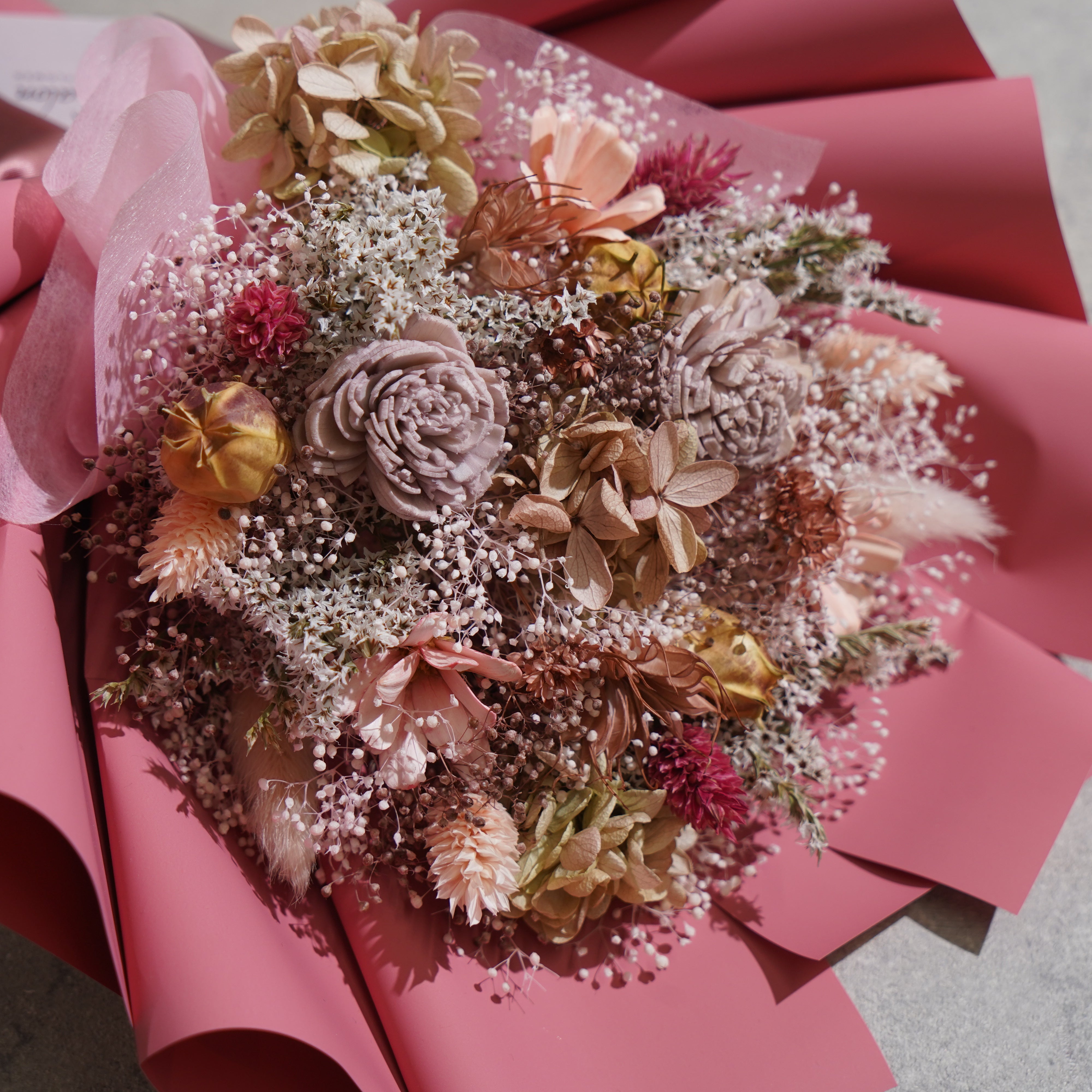 ドライフラワーの花束 Mサイズ ピンク M-638≪限定１点≫