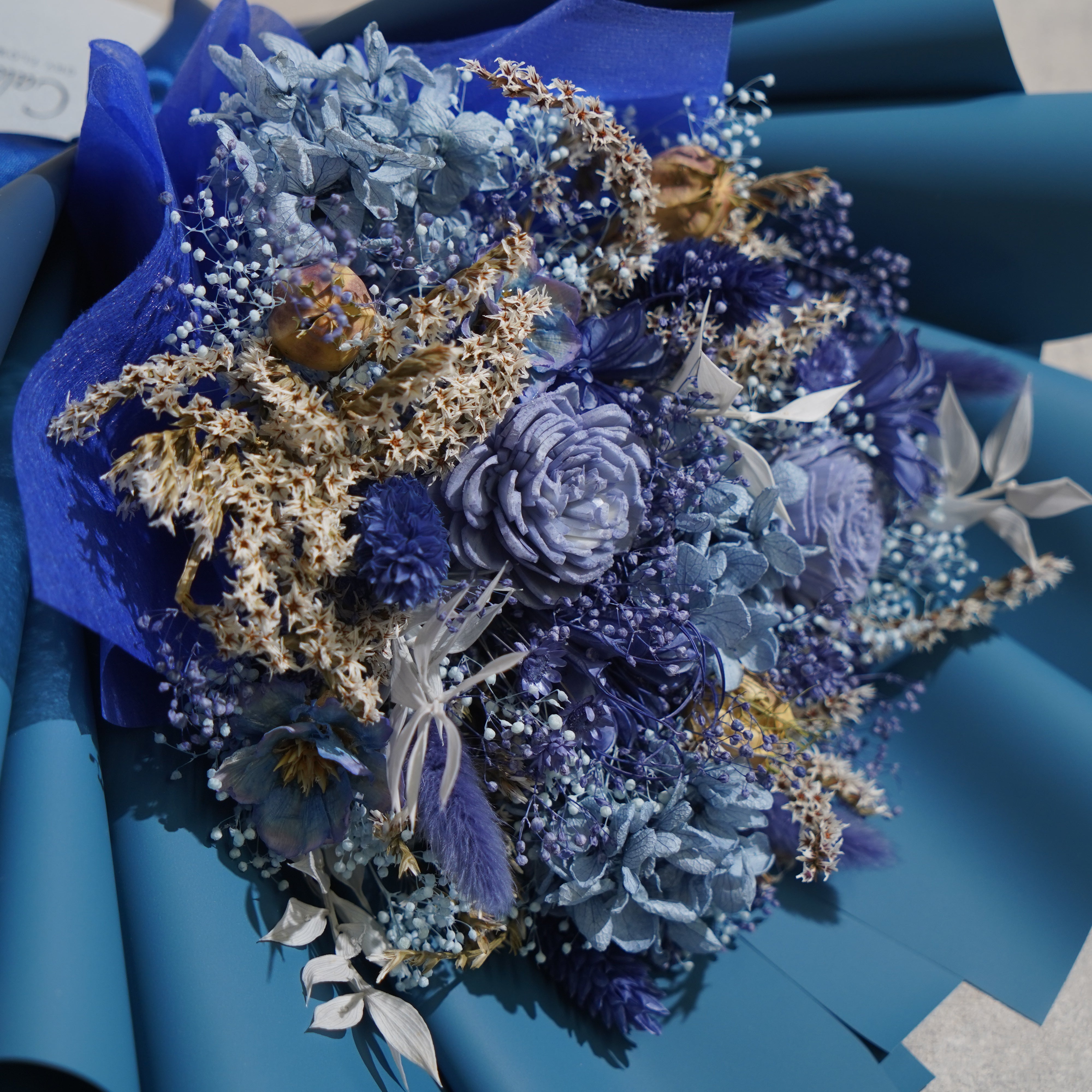 ドライフラワーの花束 Mサイズ ブルー M-640≪限定１点≫