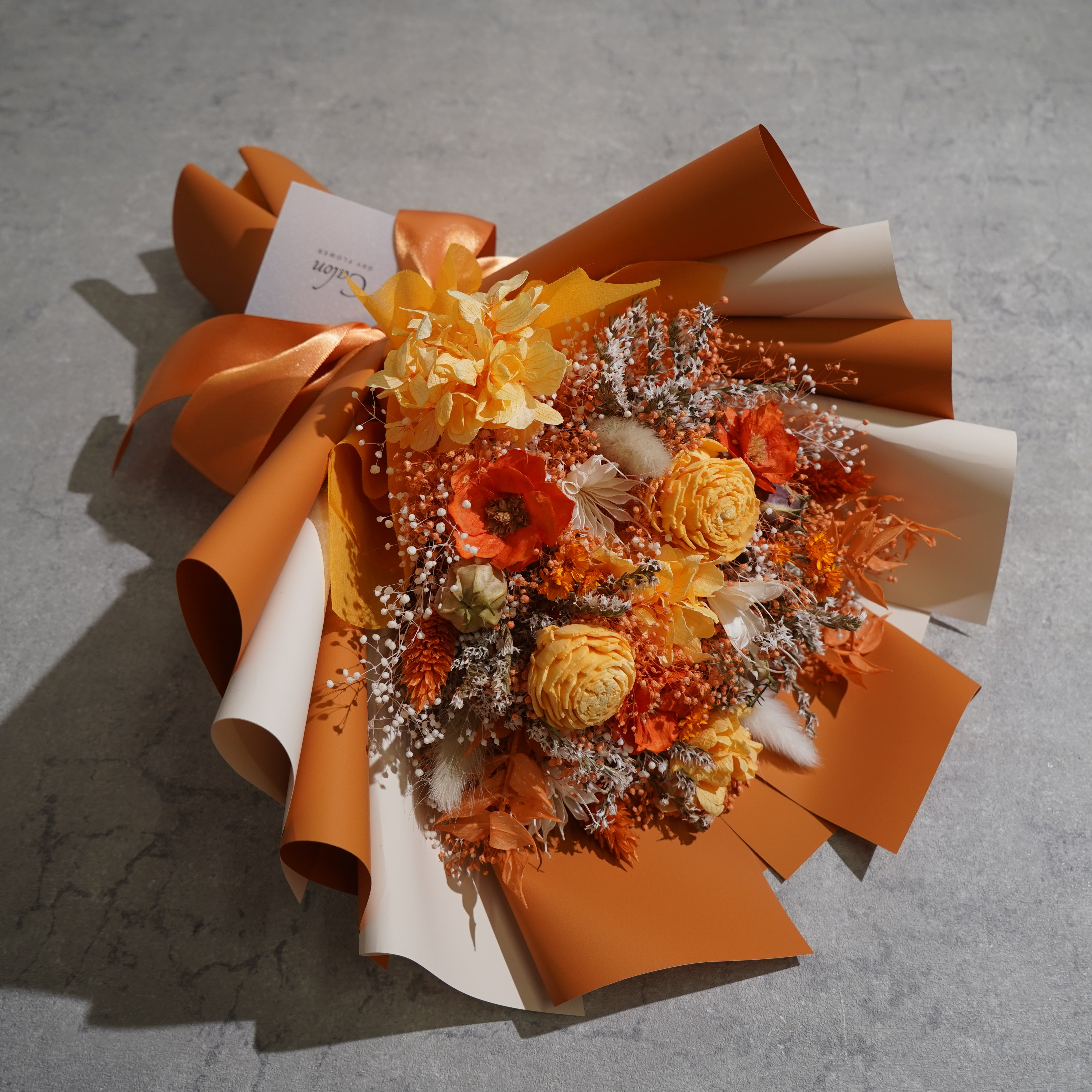 ドライフラワーの花束 Mサイズ オレンジ M-645≪限定１点≫