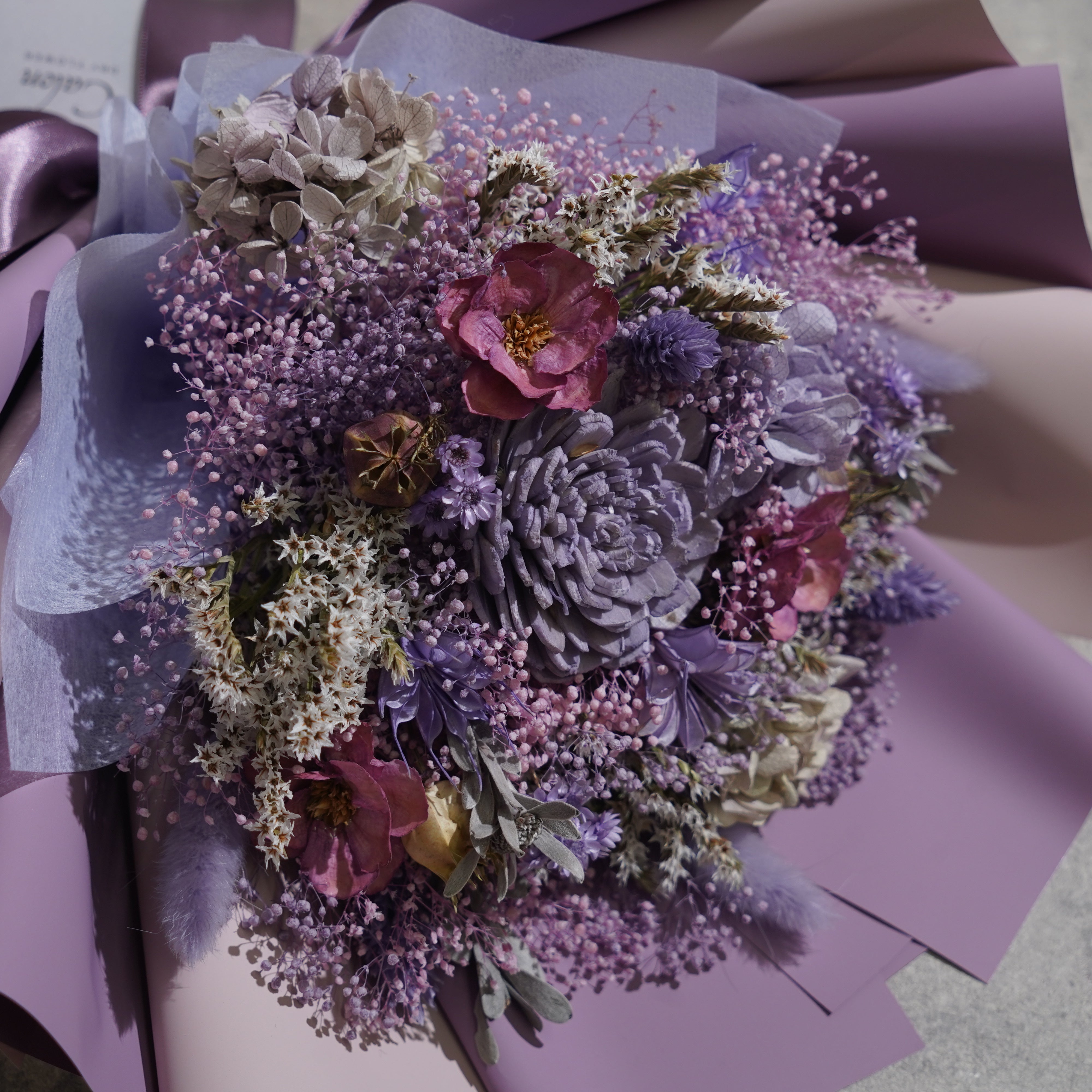 ドライフラワーの花束 Mサイズ ライトパープル M-646≪限定１点≫