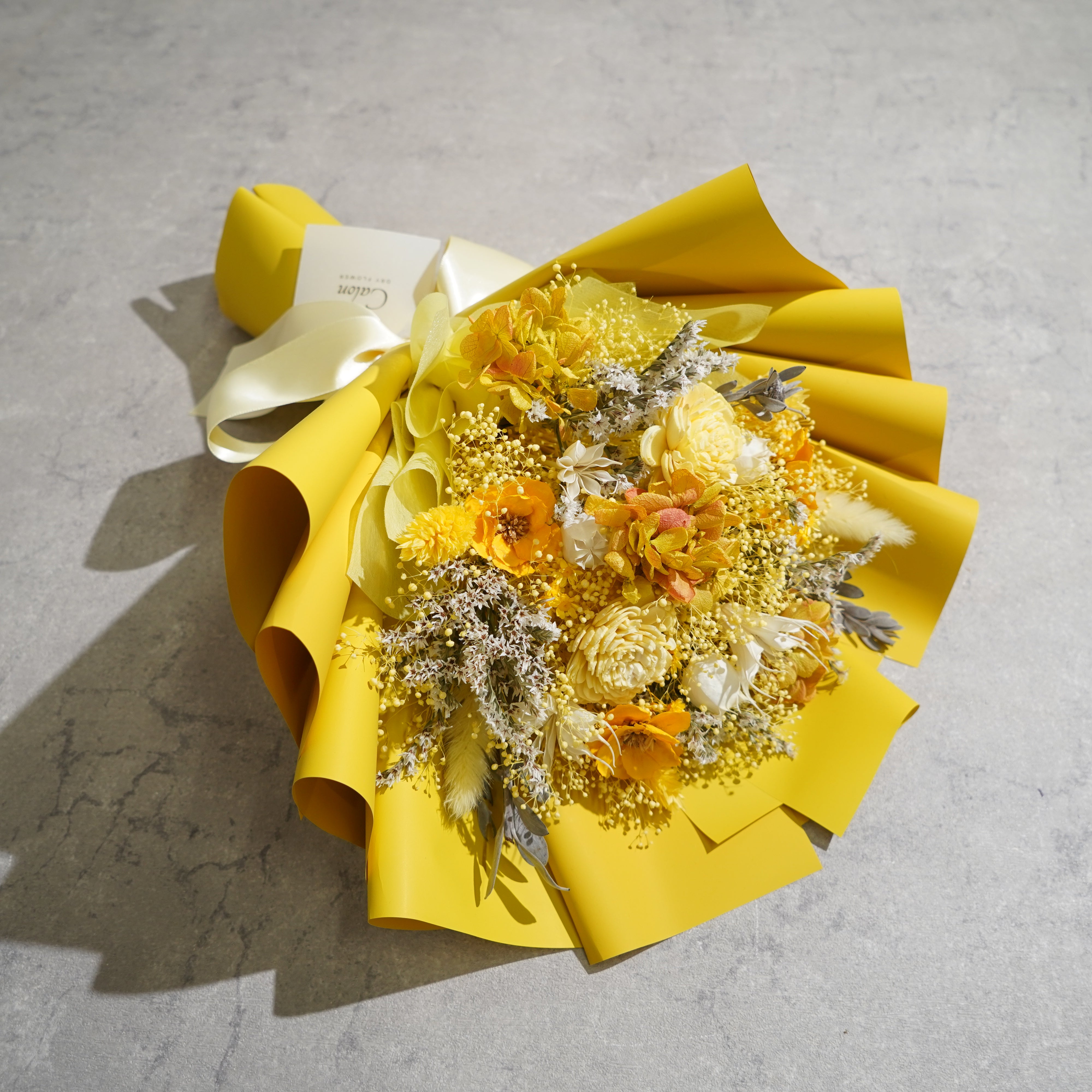 ドライフラワーの花束 Mサイズ イエロー M-651≪限定１点≫