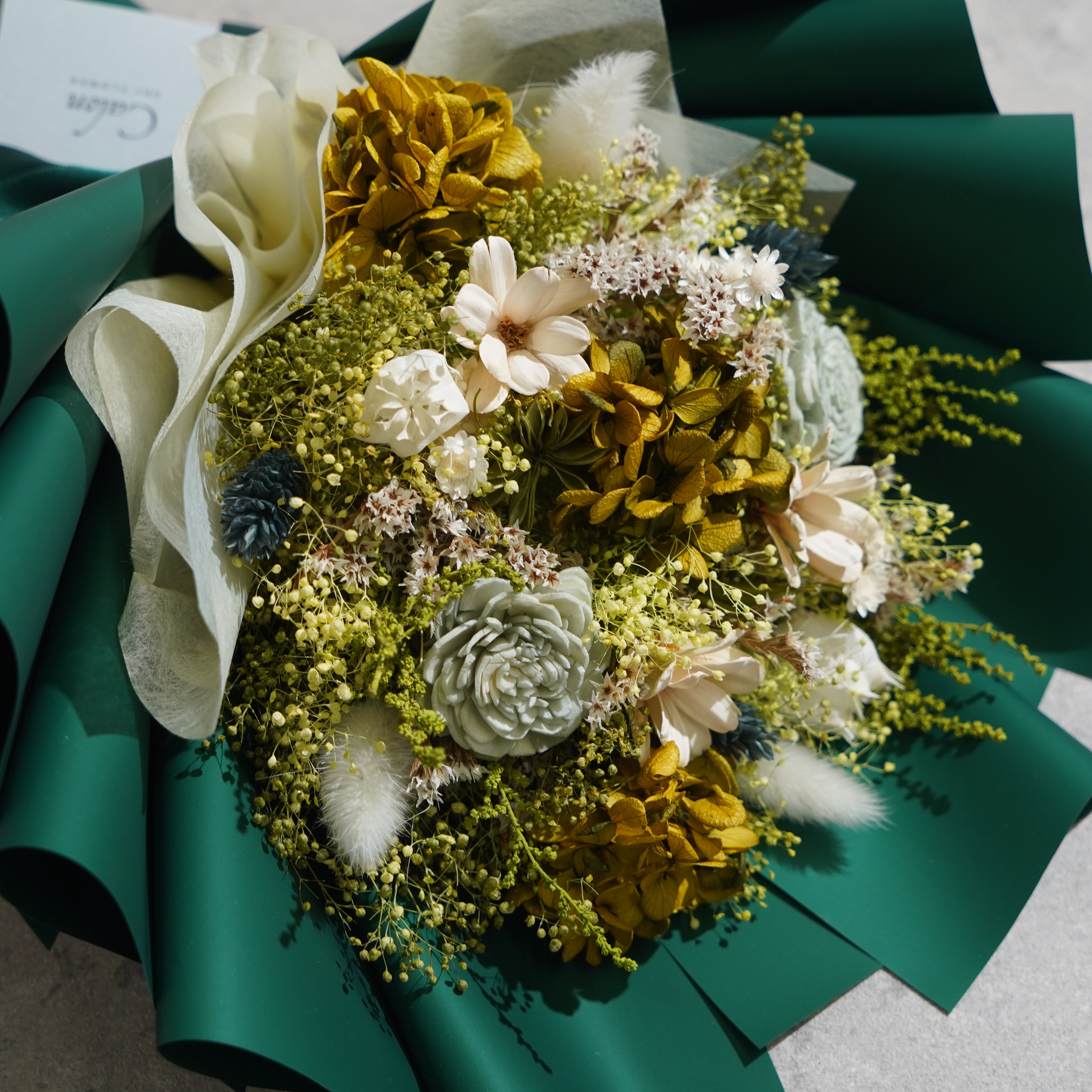 ドライフラワーの花束 Mサイズ グリーン M-652≪限定１点≫
