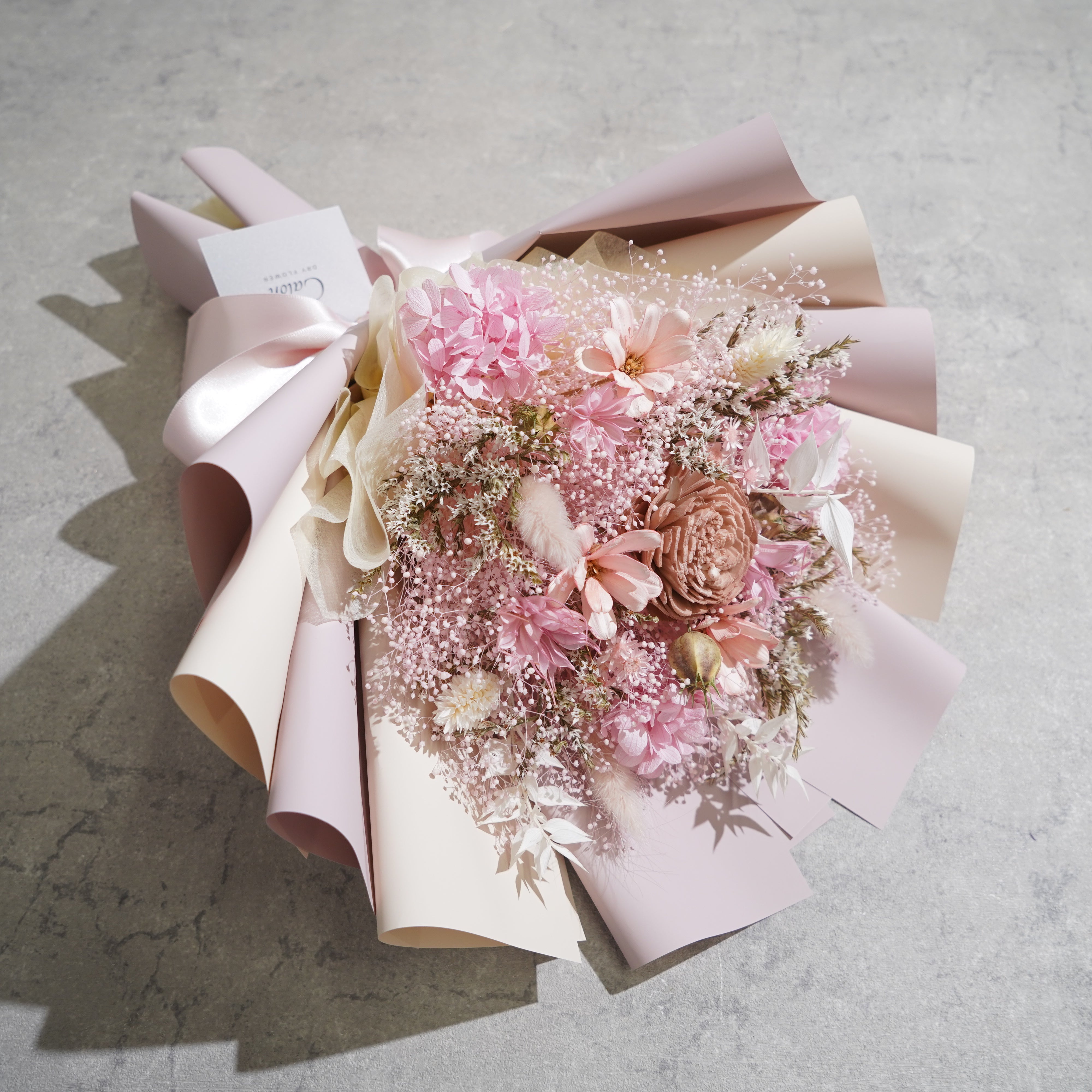 ドライフラワーの花束 Mサイズ ライトピンク M-655≪限定１点≫