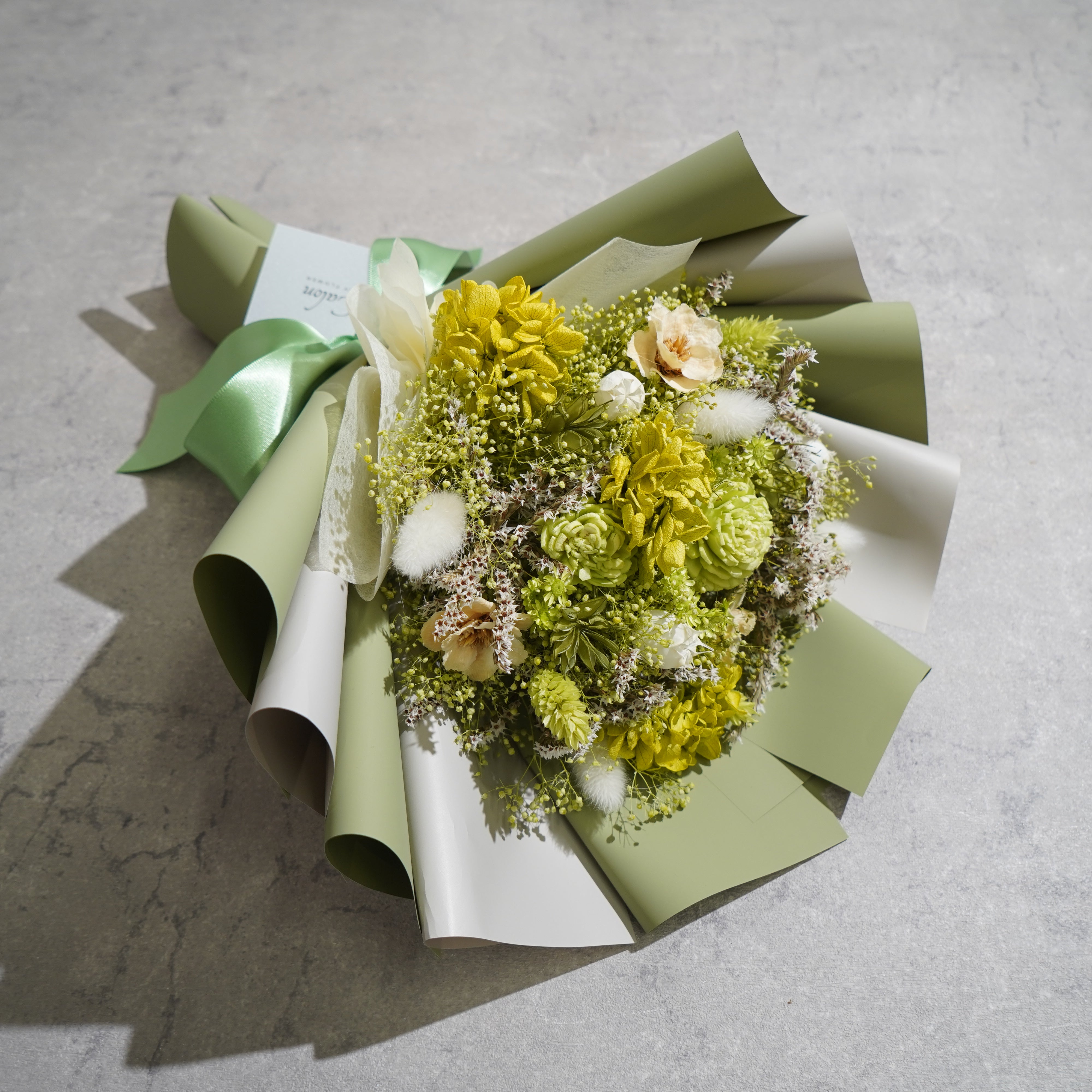 ドライフラワーの花束 Mサイズ ライトグリーン M-659≪限定１点≫