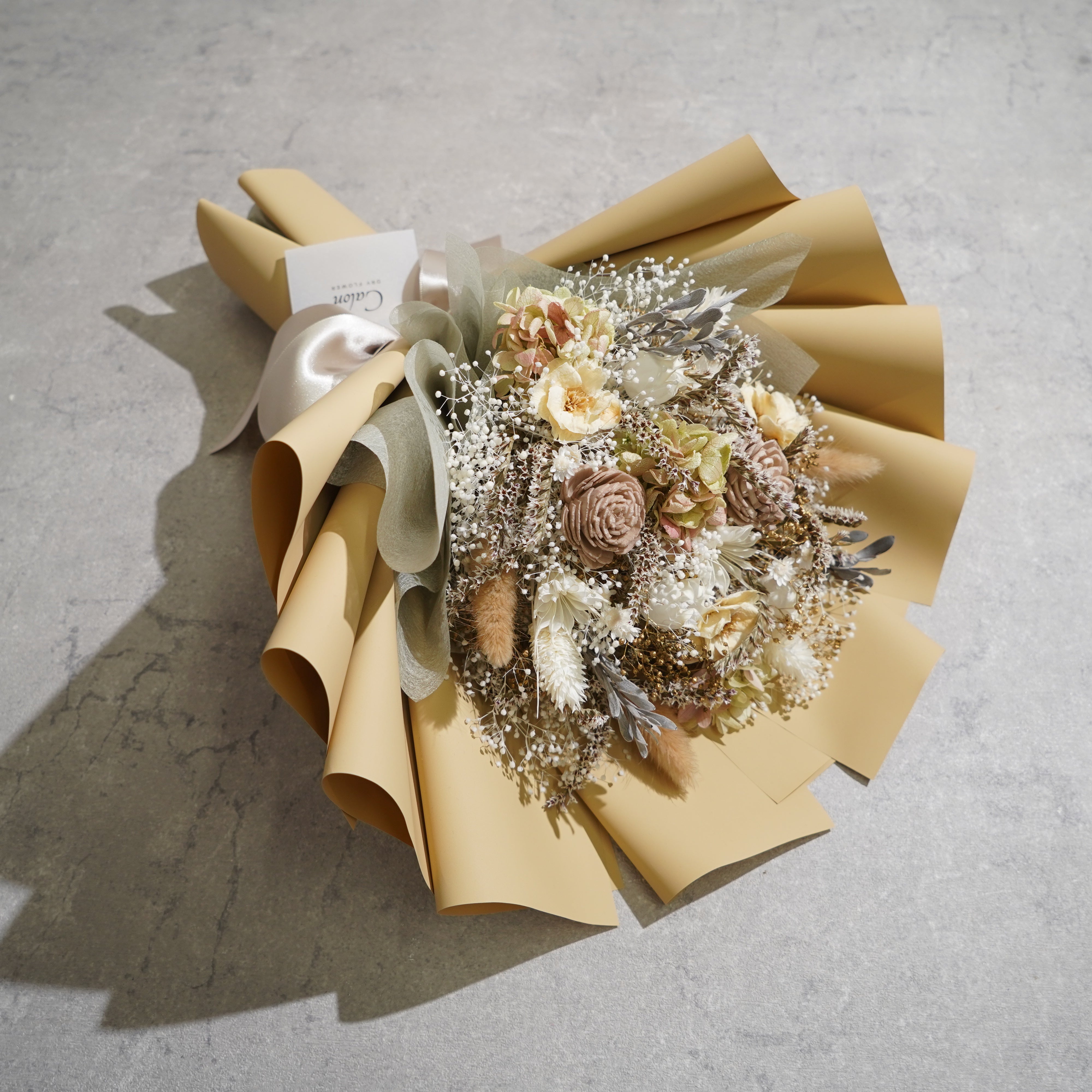 ドライフラワーの花束 Mサイズ ベージュ M-661≪限定１点≫