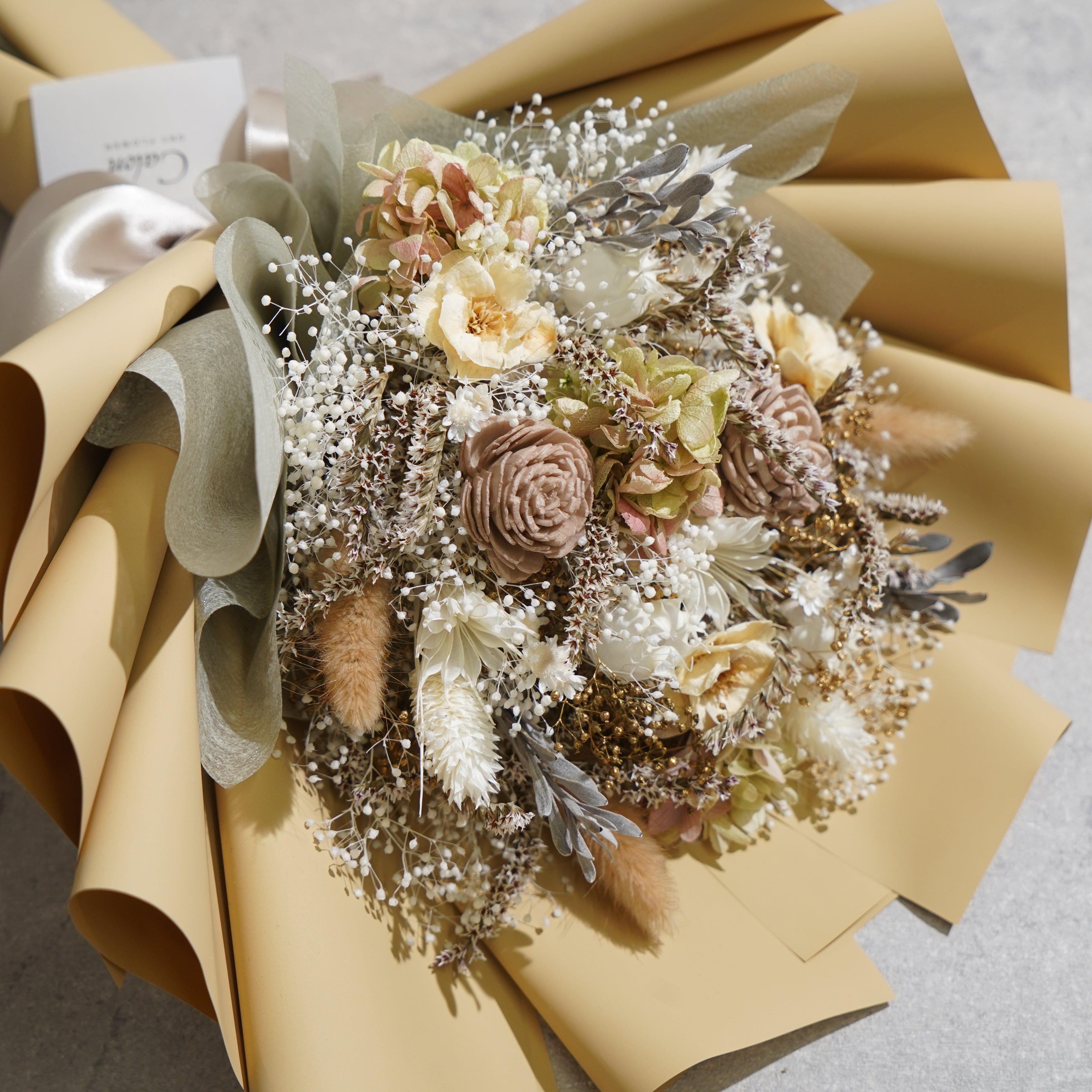 ドライフラワーの花束 Mサイズ ベージュ M-661≪限定１点≫