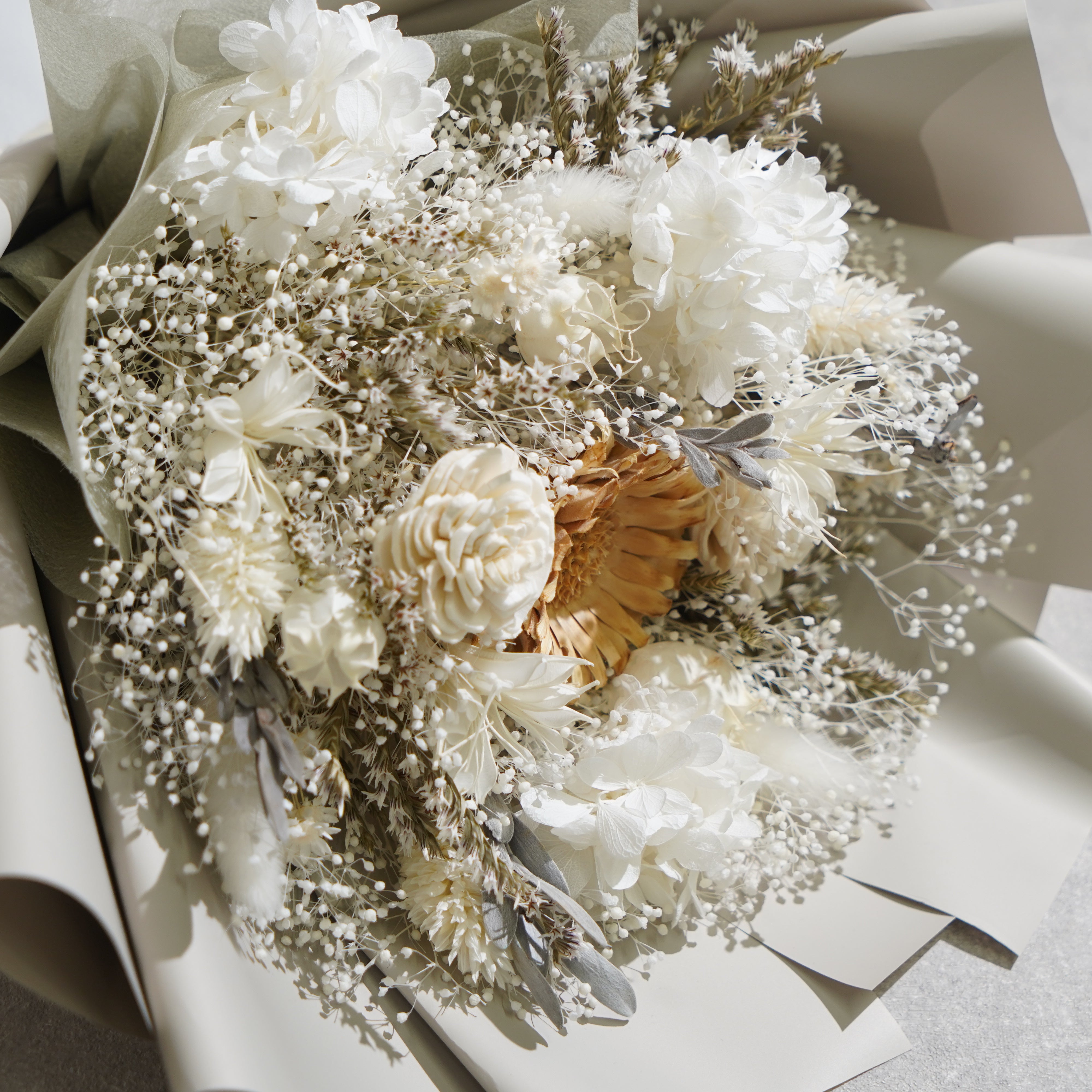 ドライフラワーの花束 Mサイズ ホワイト M-662≪限定１点≫