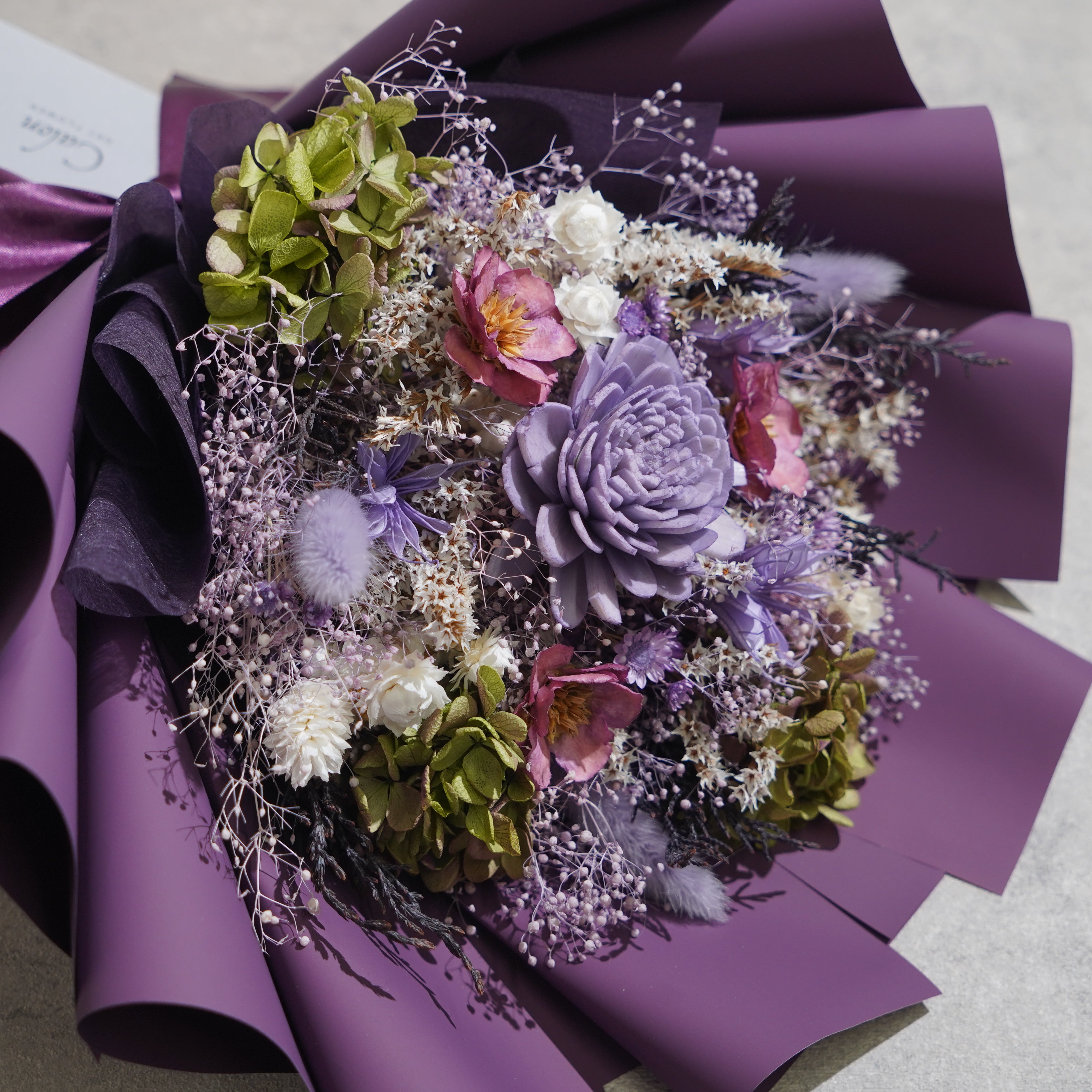 ドライフラワーの花束 Mサイズ パープル M-663≪限定１点≫