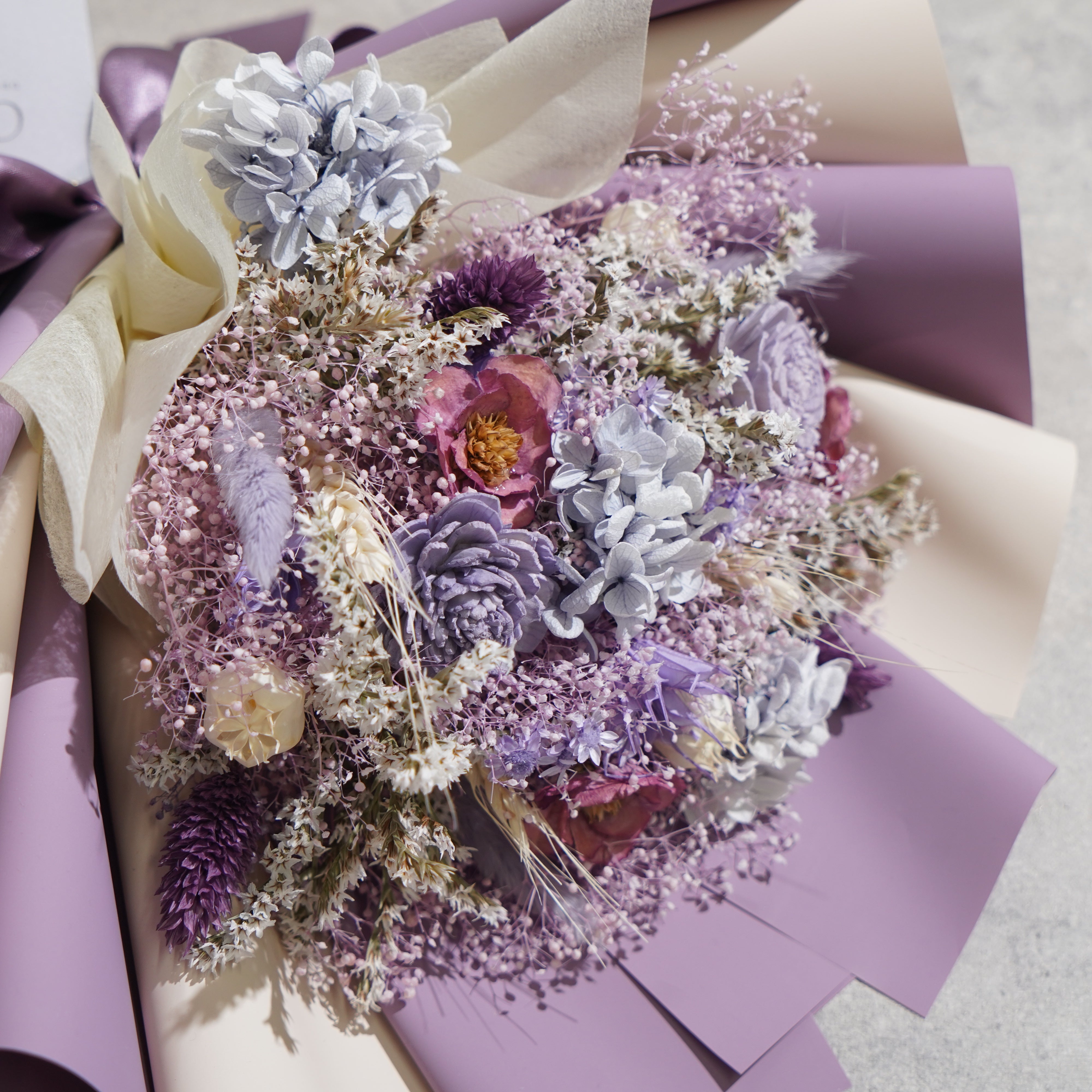 ドライフラワーの花束 Mサイズ ライトパープル M-664≪限定１点≫