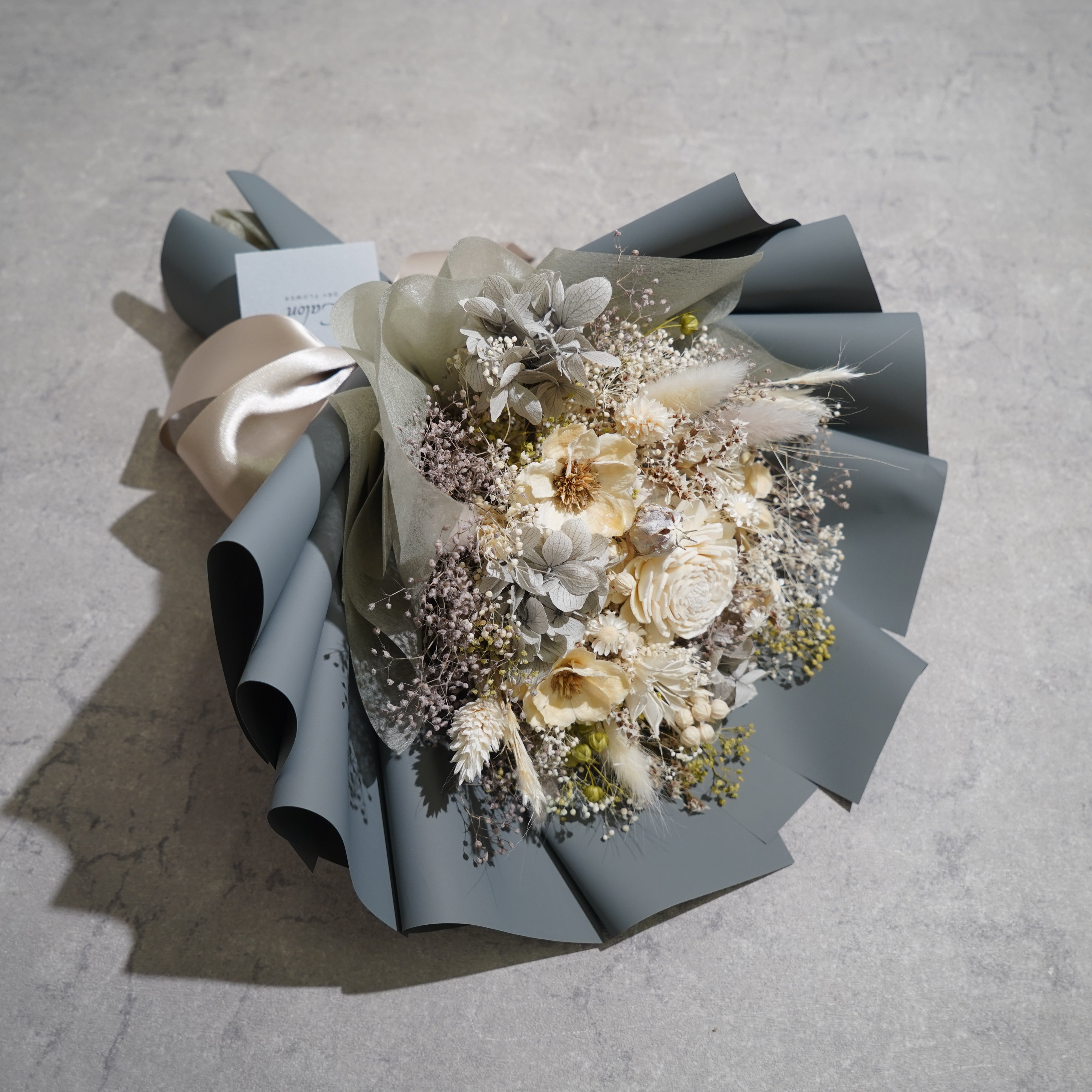 ドライフラワーの花束 Mサイズ グレー M-665≪限定１点≫