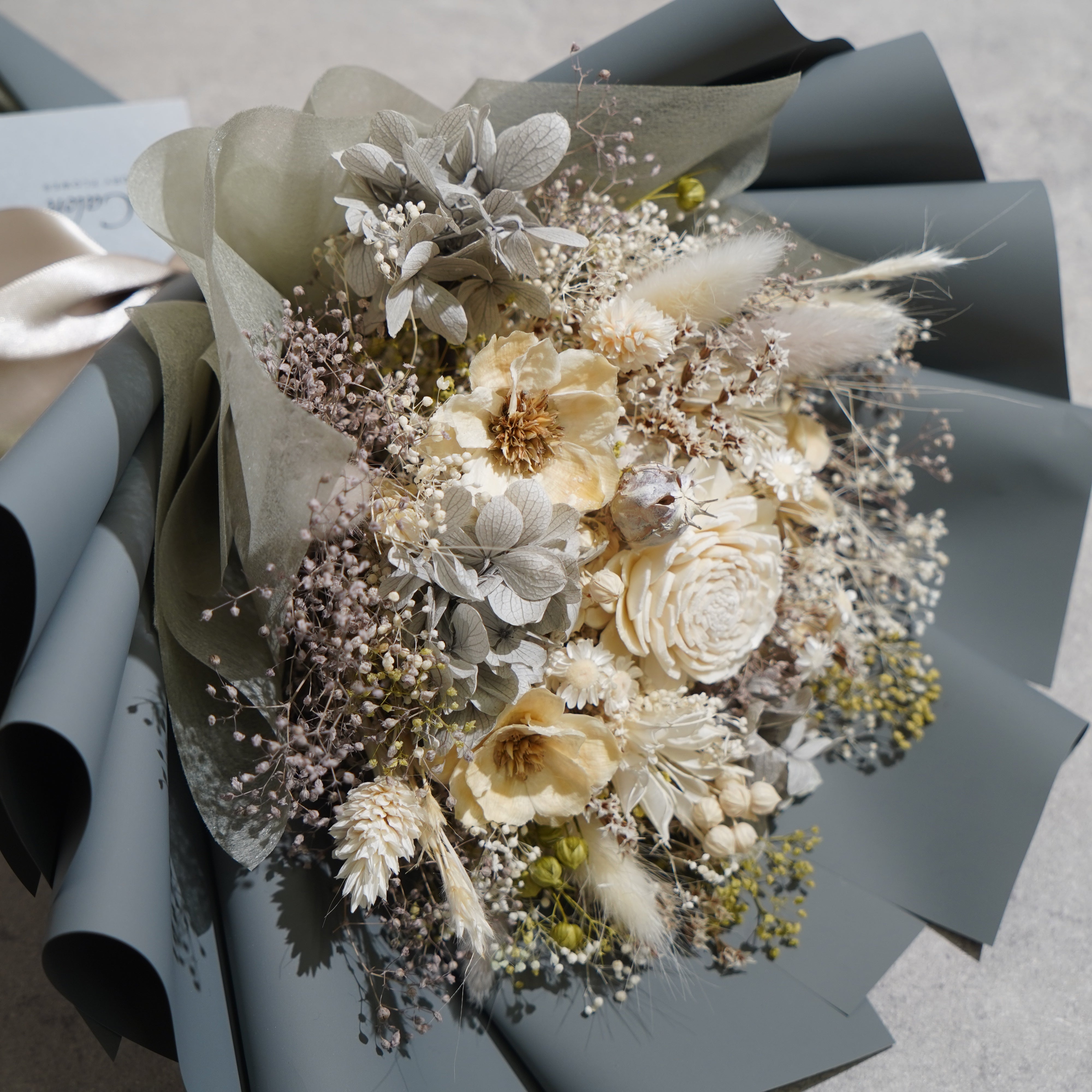 ドライフラワーの花束 Mサイズ グレー M-665≪限定１点≫