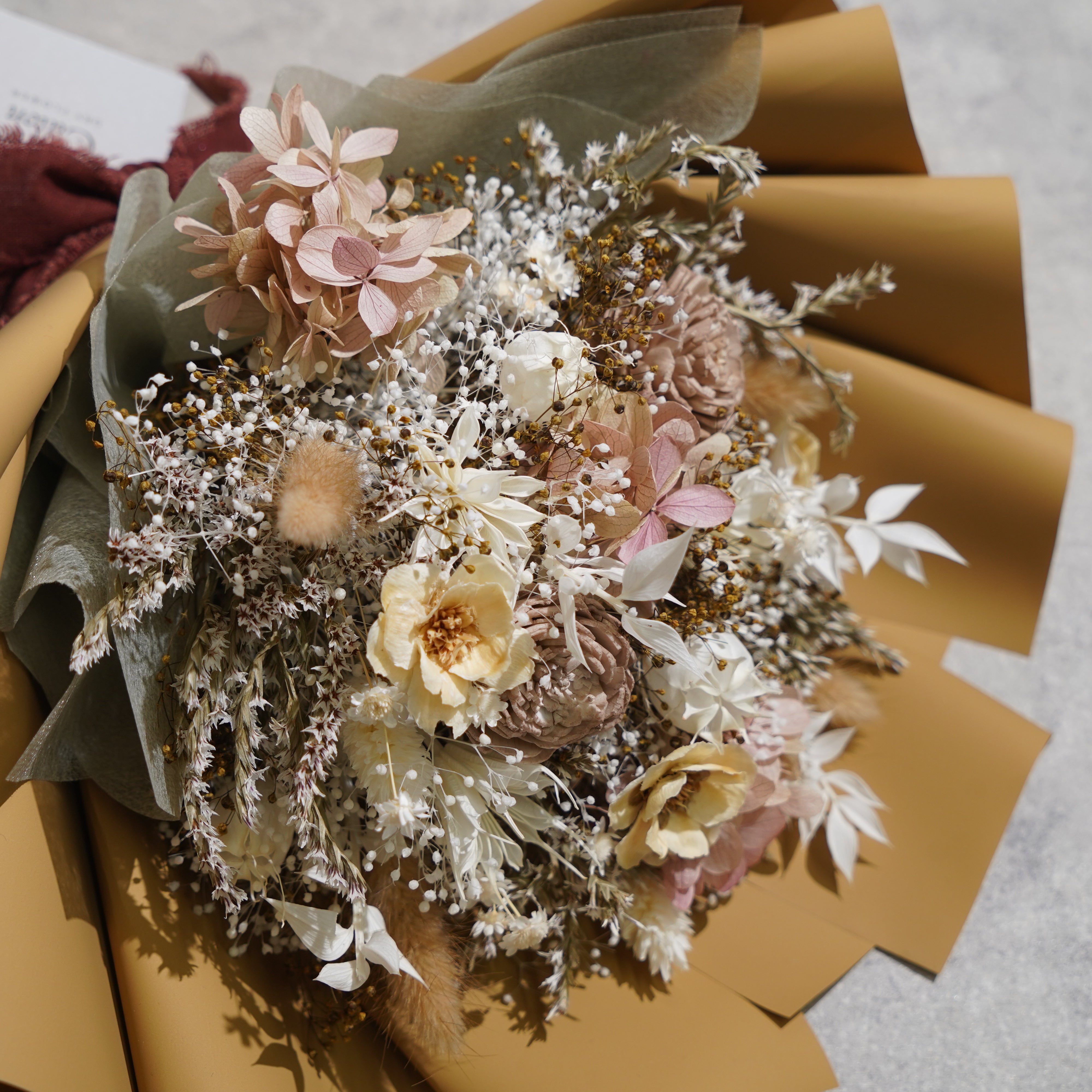 ドライフラワーの花束 Mサイズ ベージュ M-666≪限定１点≫