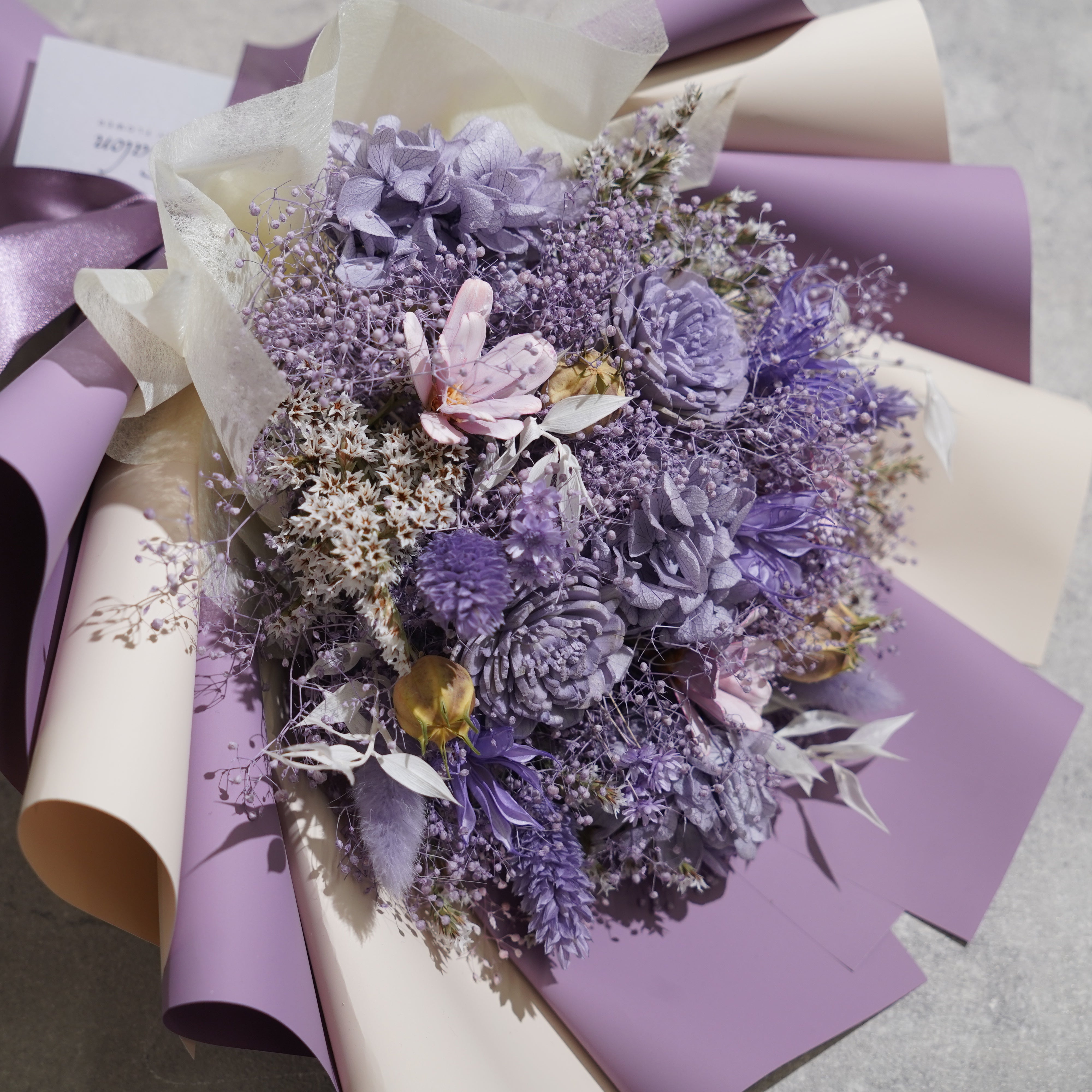 ドライフラワーの花束 Mサイズ ライトパープル M-668≪限定１点≫