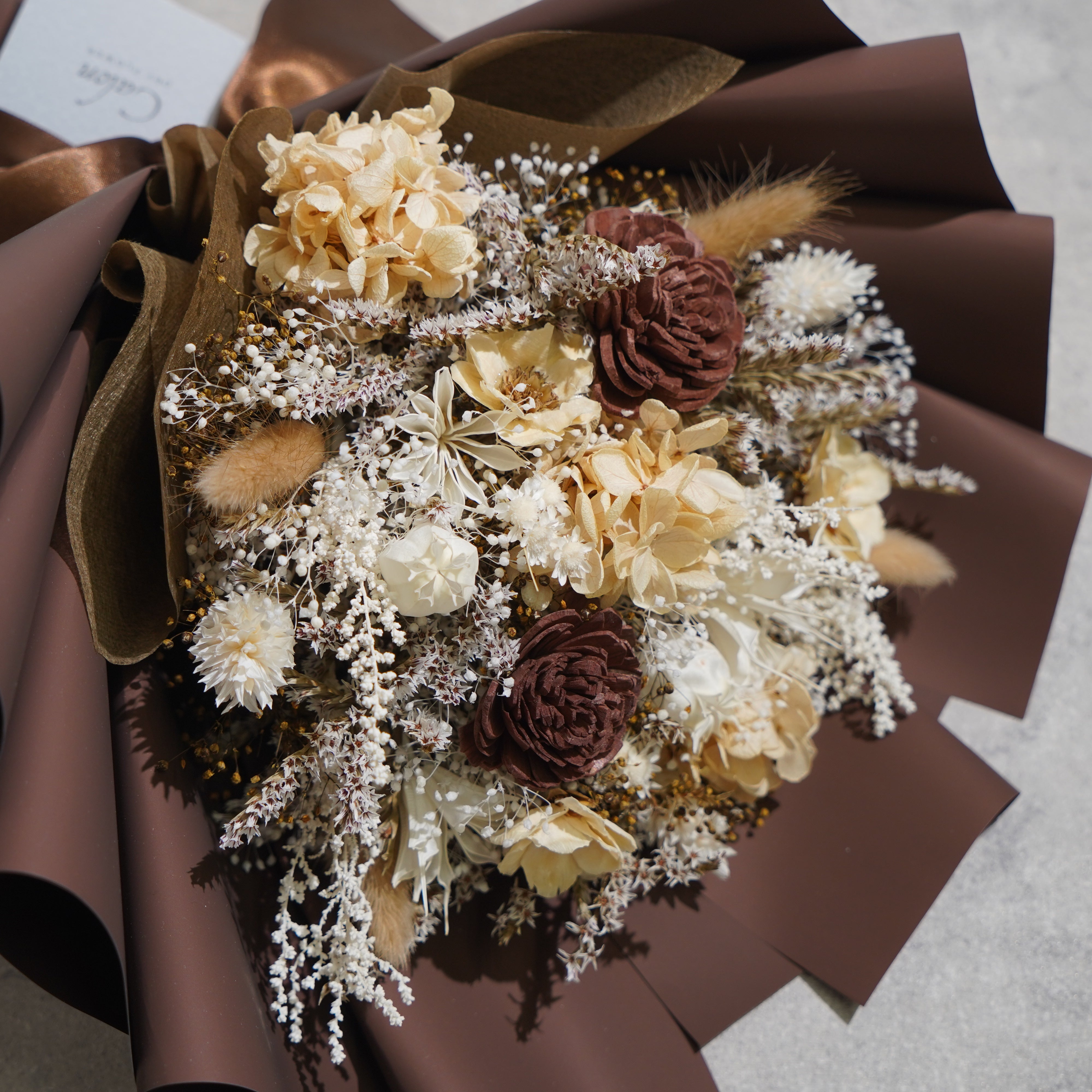 ドライフラワーの花束 Mサイズ ブラウン M-671≪限定１点≫