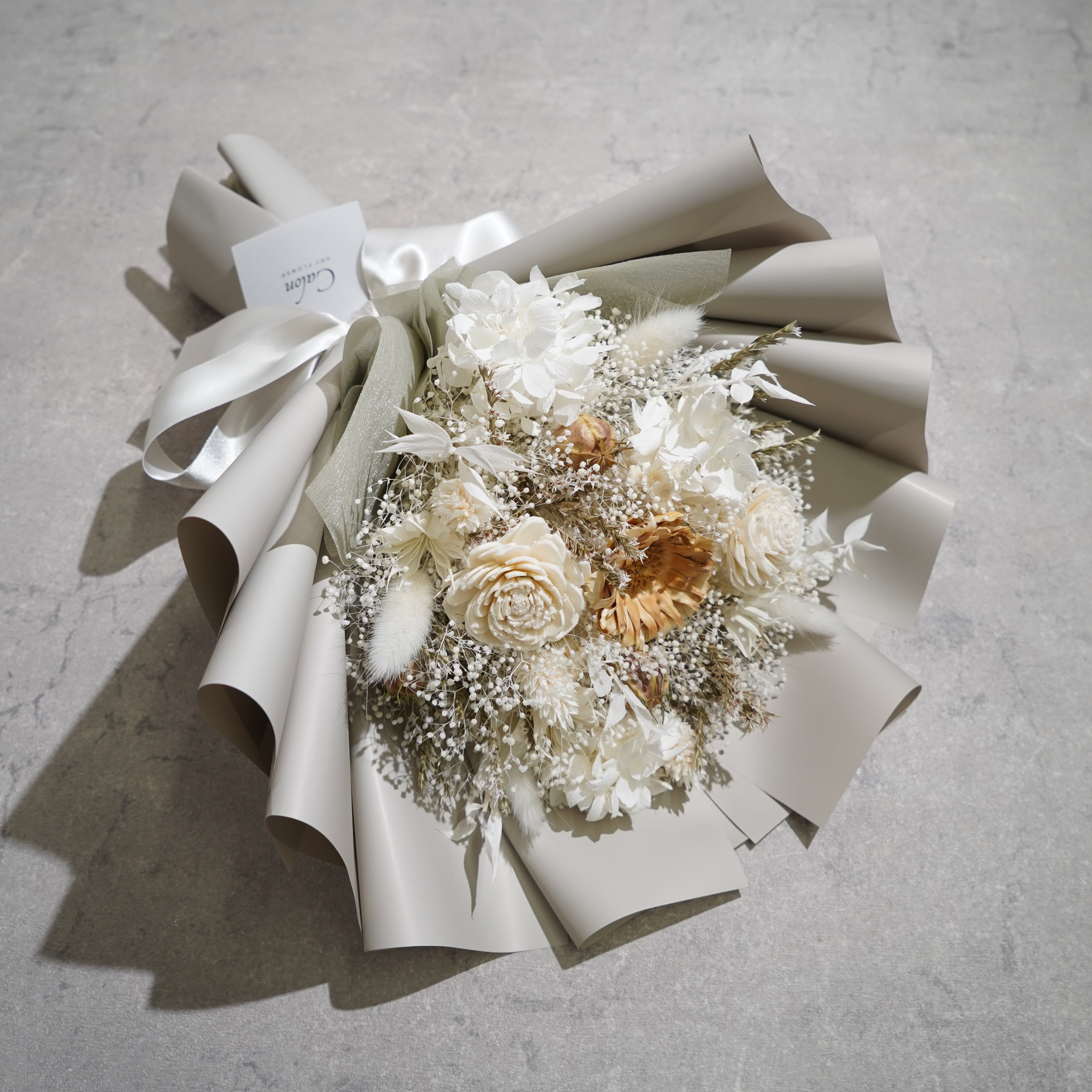 ドライフラワーの花束 Mサイズ ホワイト M-672≪限定１点≫