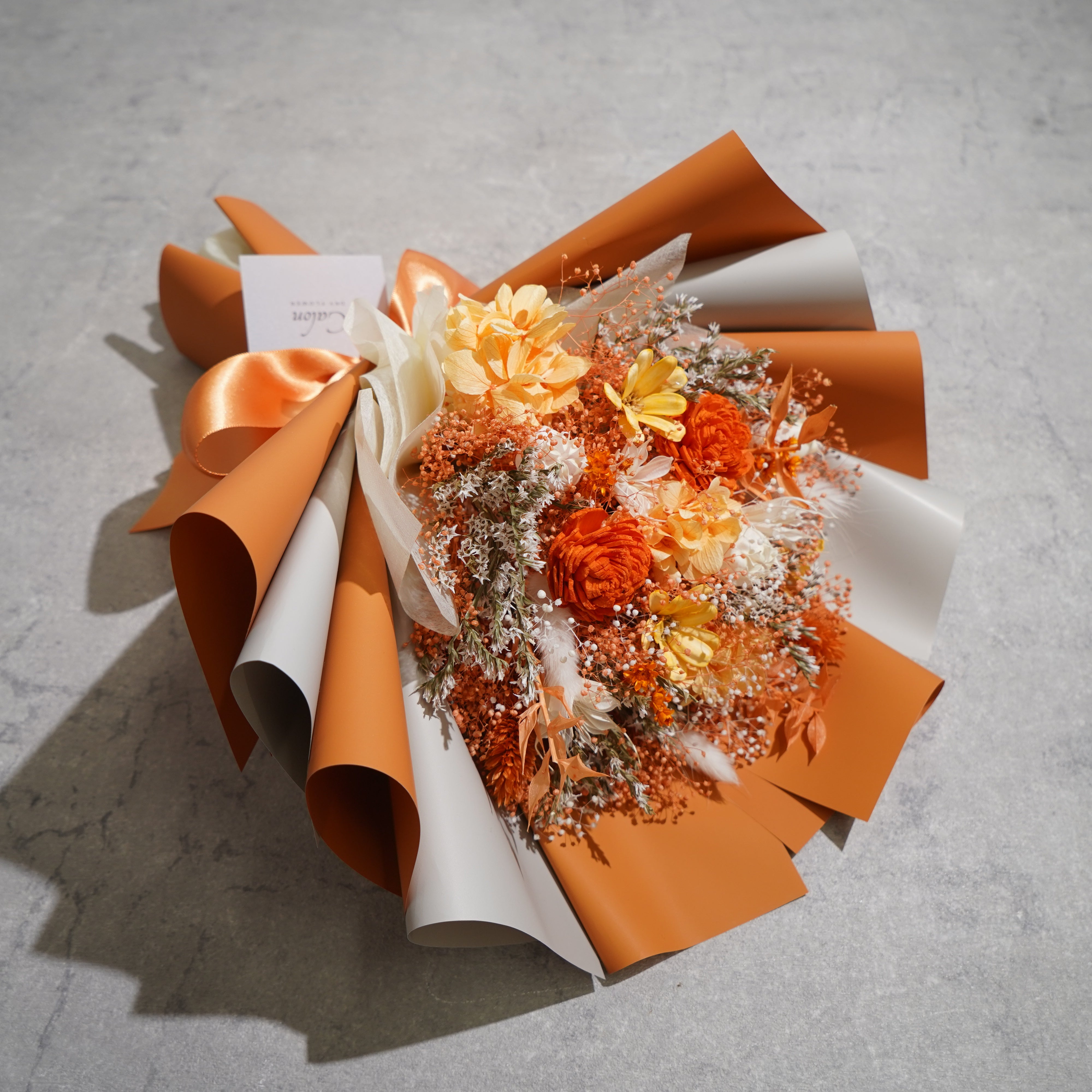 ドライフラワーの花束 Mサイズ オレンジ M-673≪限定１点≫