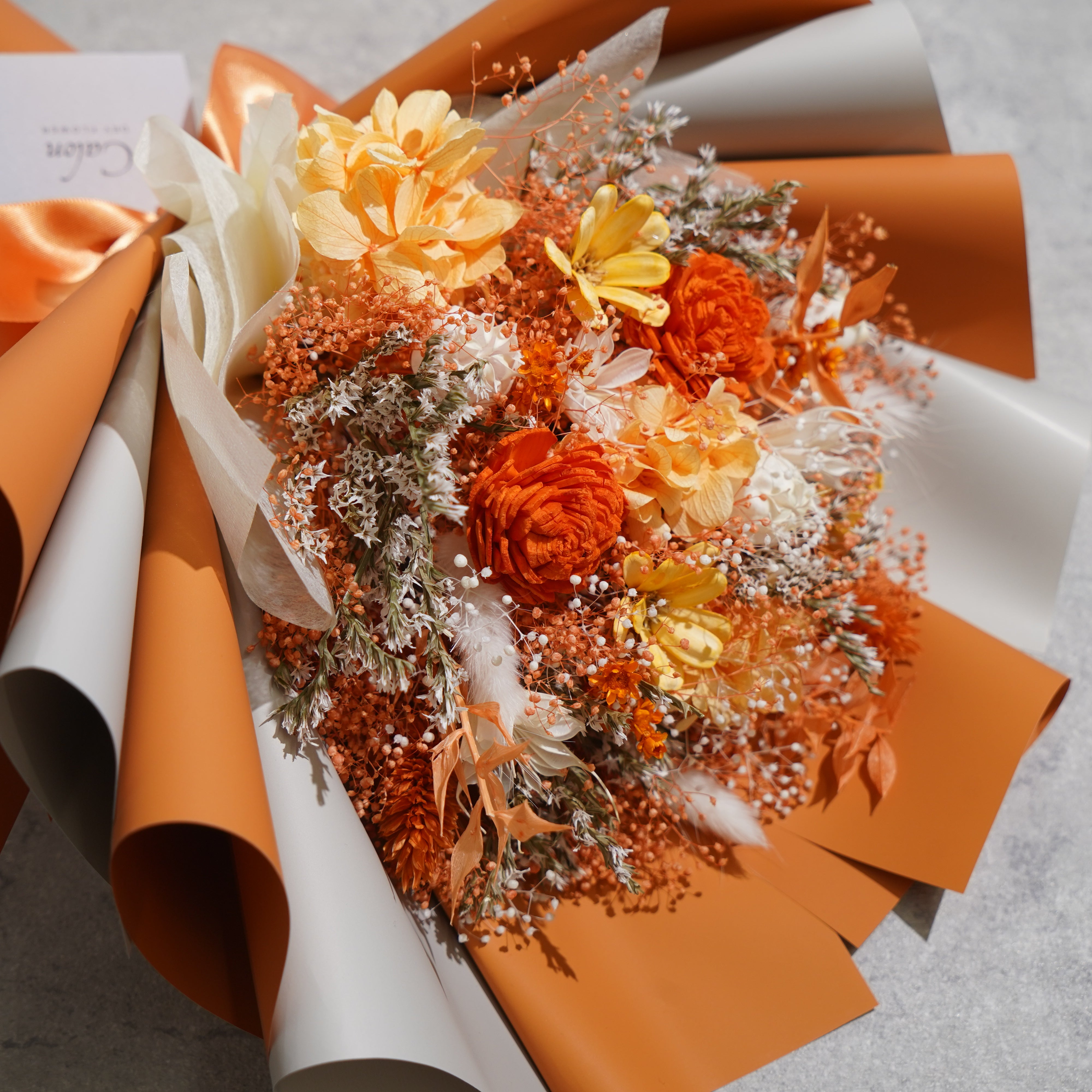 ドライフラワーの花束 Mサイズ オレンジ M-673≪限定１点≫