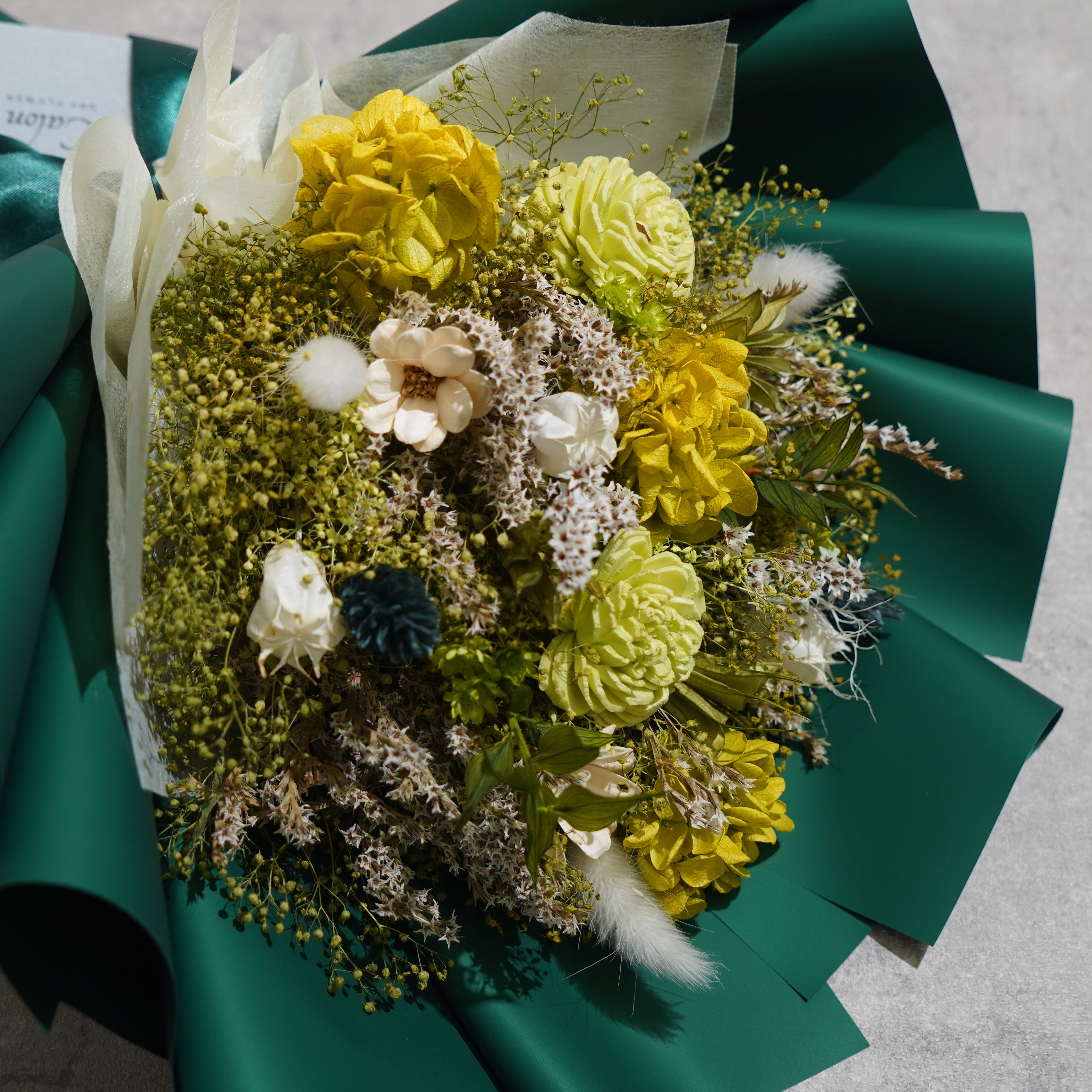 ドライフラワーの花束 Mサイズ グリーン M-674≪限定１点≫