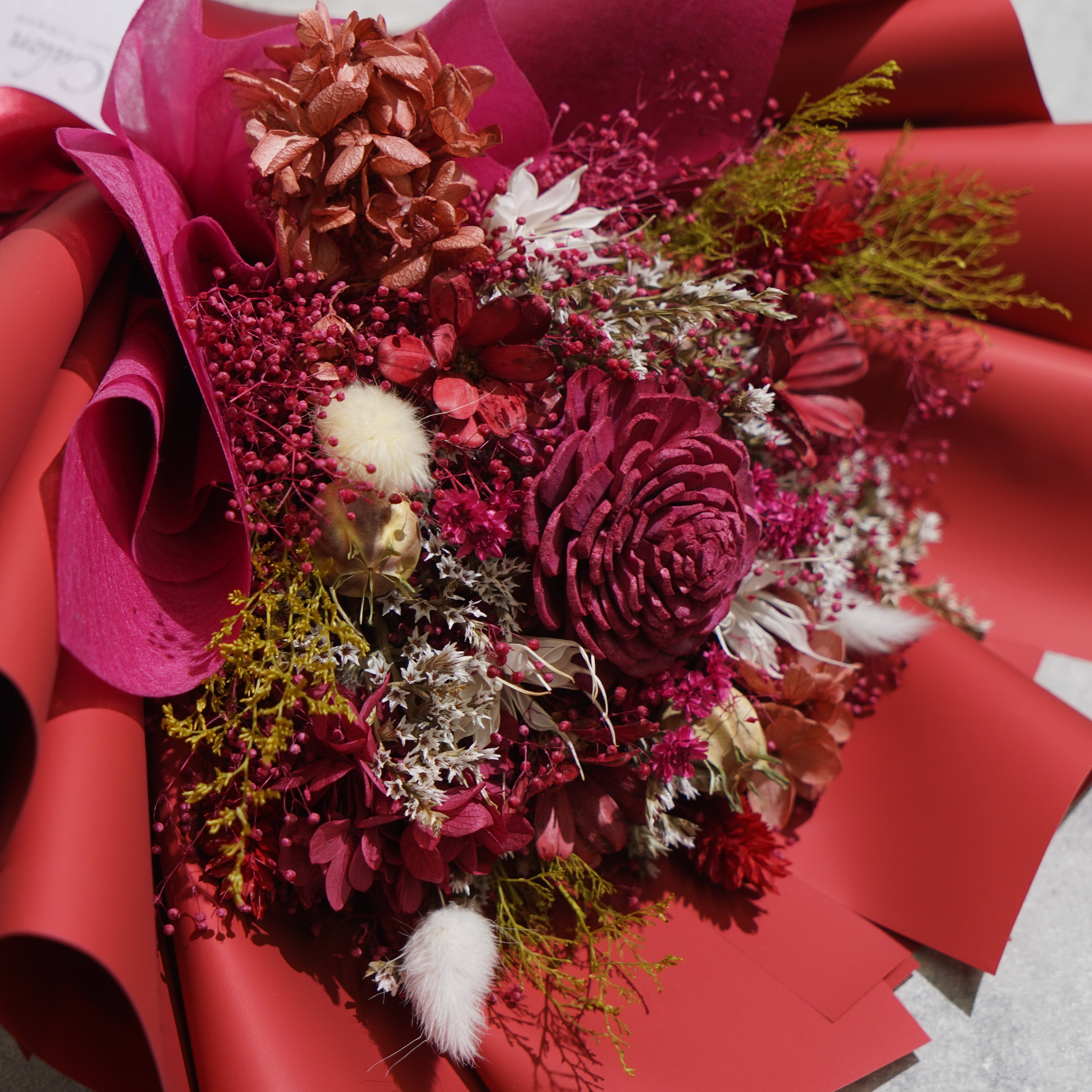 ドライフラワーの花束 Mサイズ レッド M-676≪限定１点≫