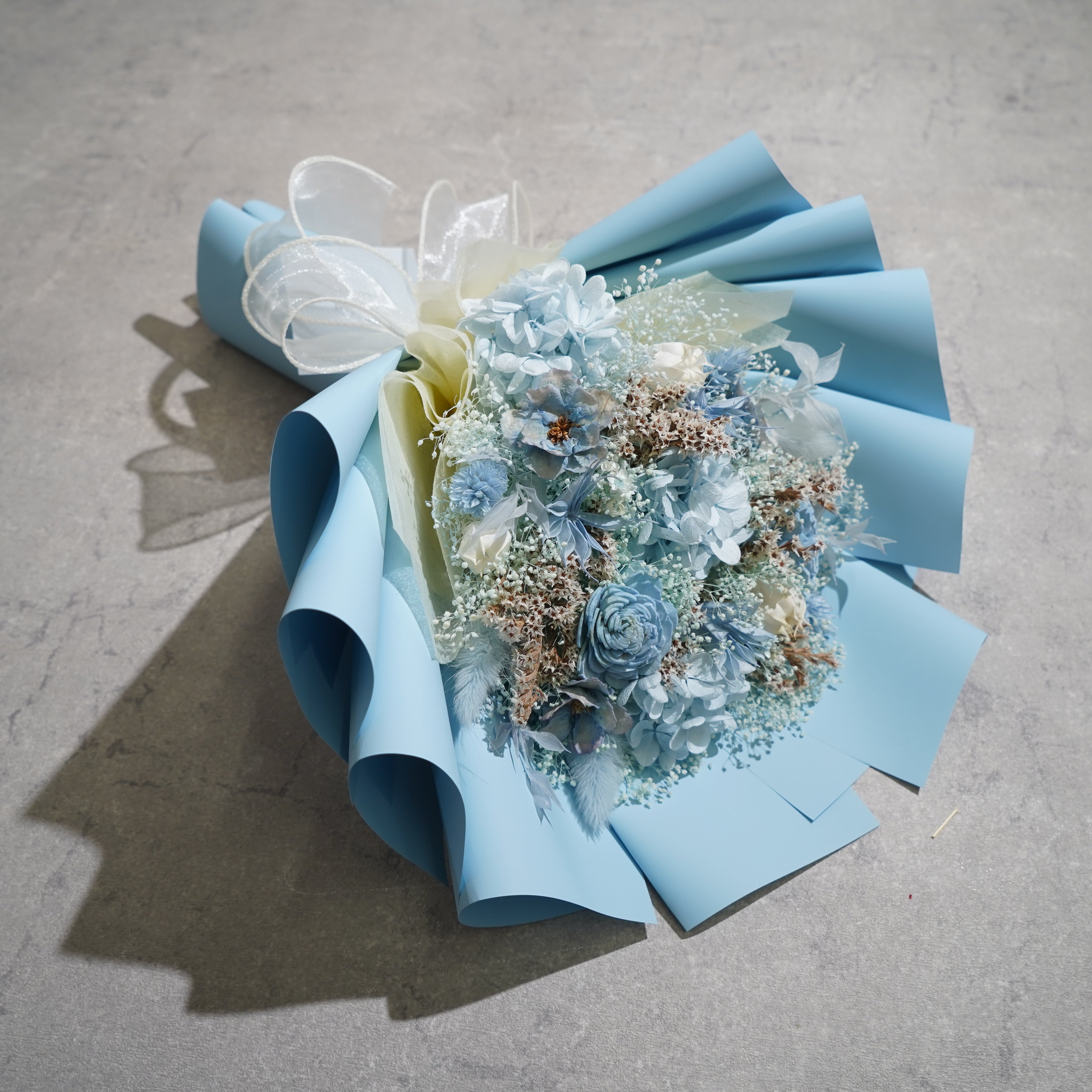 ドライフラワーの花束 Mサイズ ライトブルー M-680≪限定１点≫