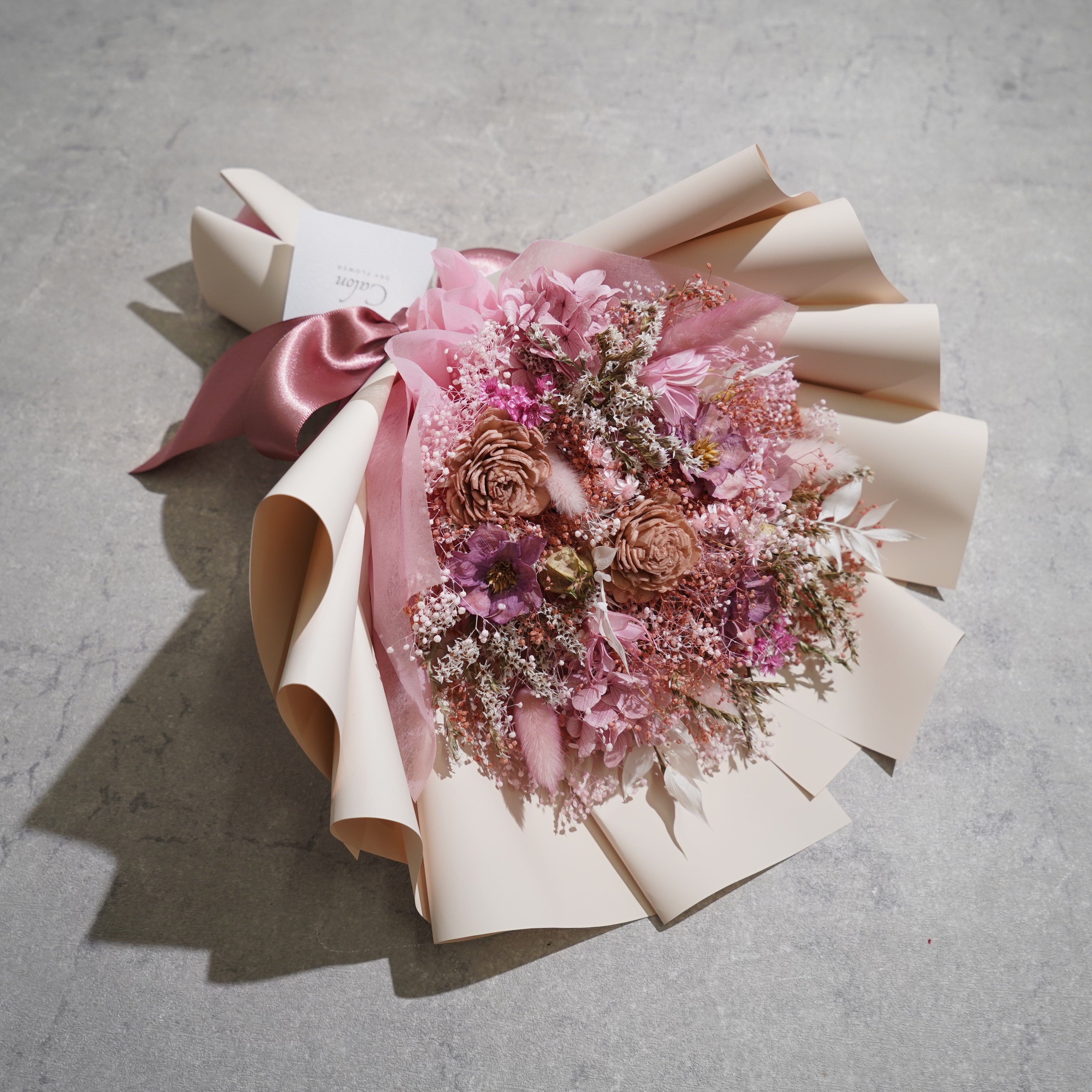 ドライフラワーの花束 Mサイズ ライトピンク M-681≪限定１点≫