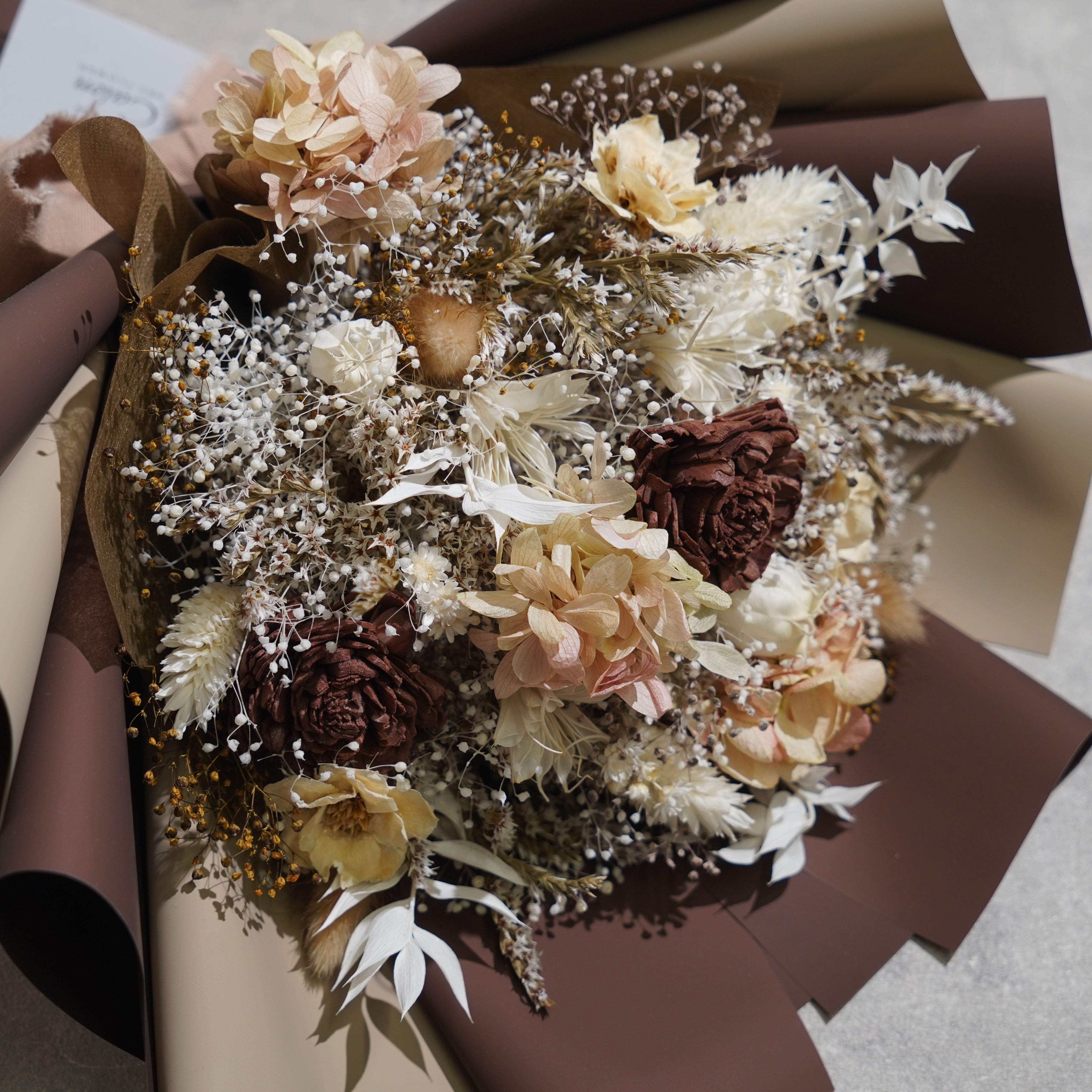ドライフラワーの花束 Mサイズ ブラウン M-684≪限定１点≫