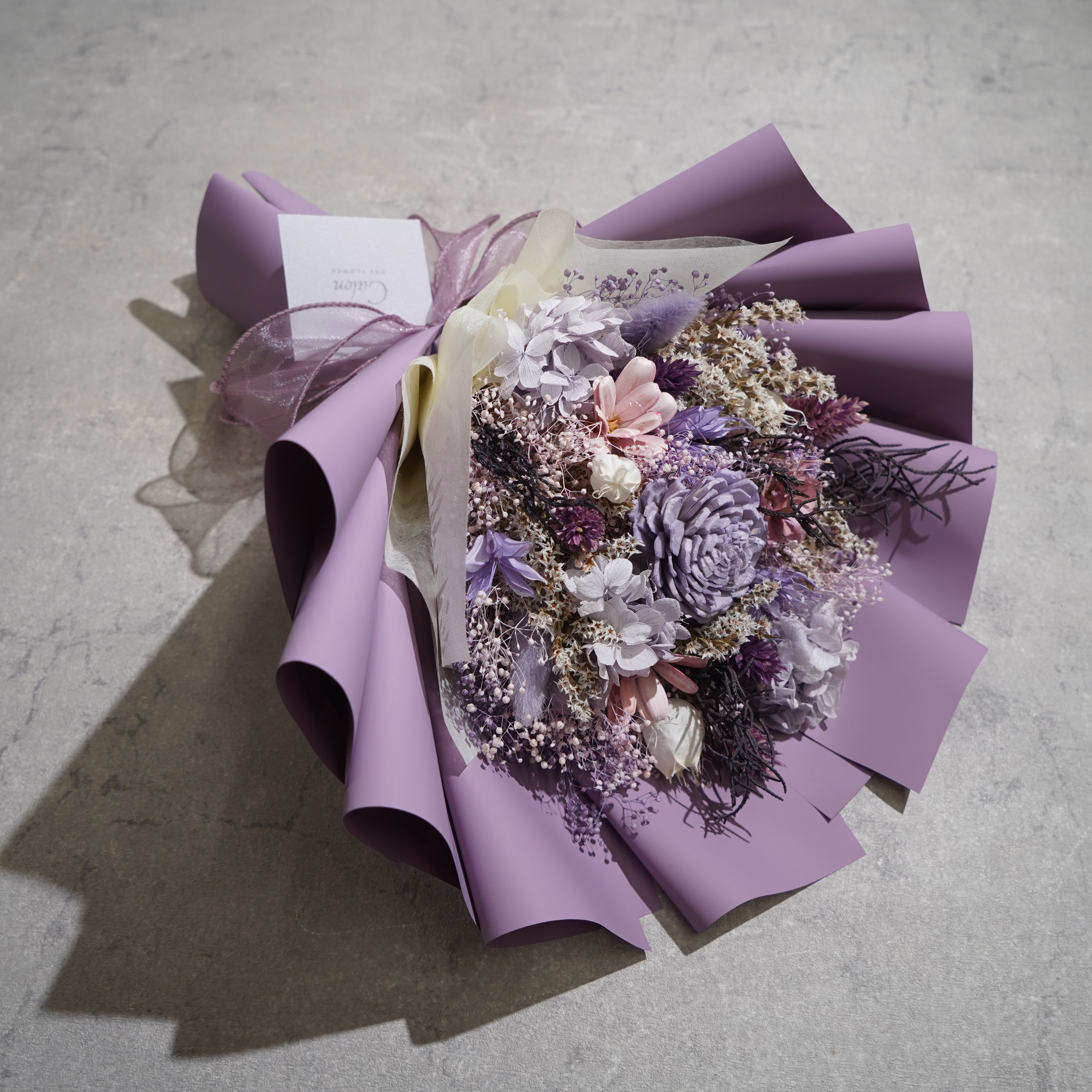 ドライフラワーの花束 Mサイズ ライトパープル M-687≪限定１点≫