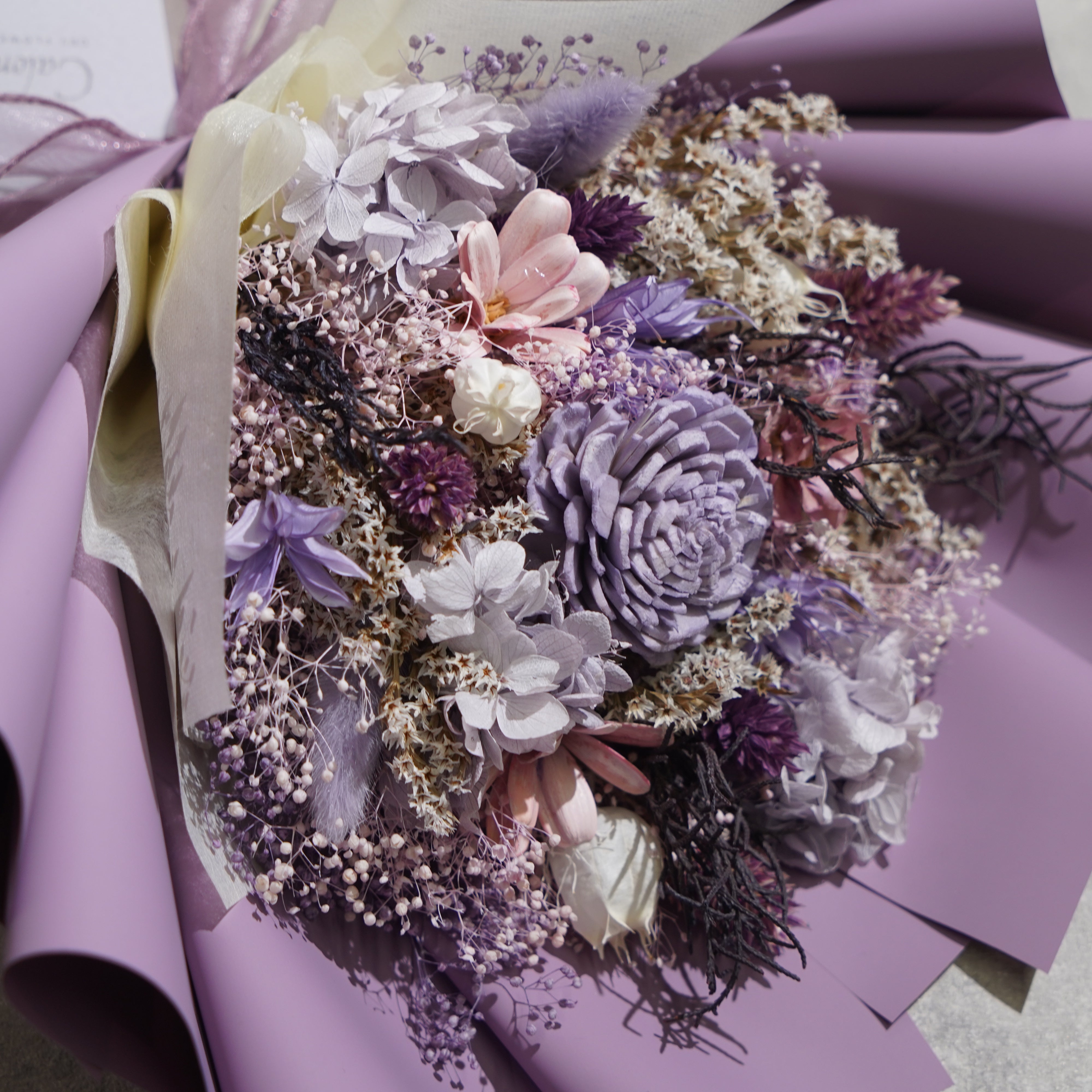 ドライフラワーの花束 Mサイズ ライトパープル M-687≪限定１点≫