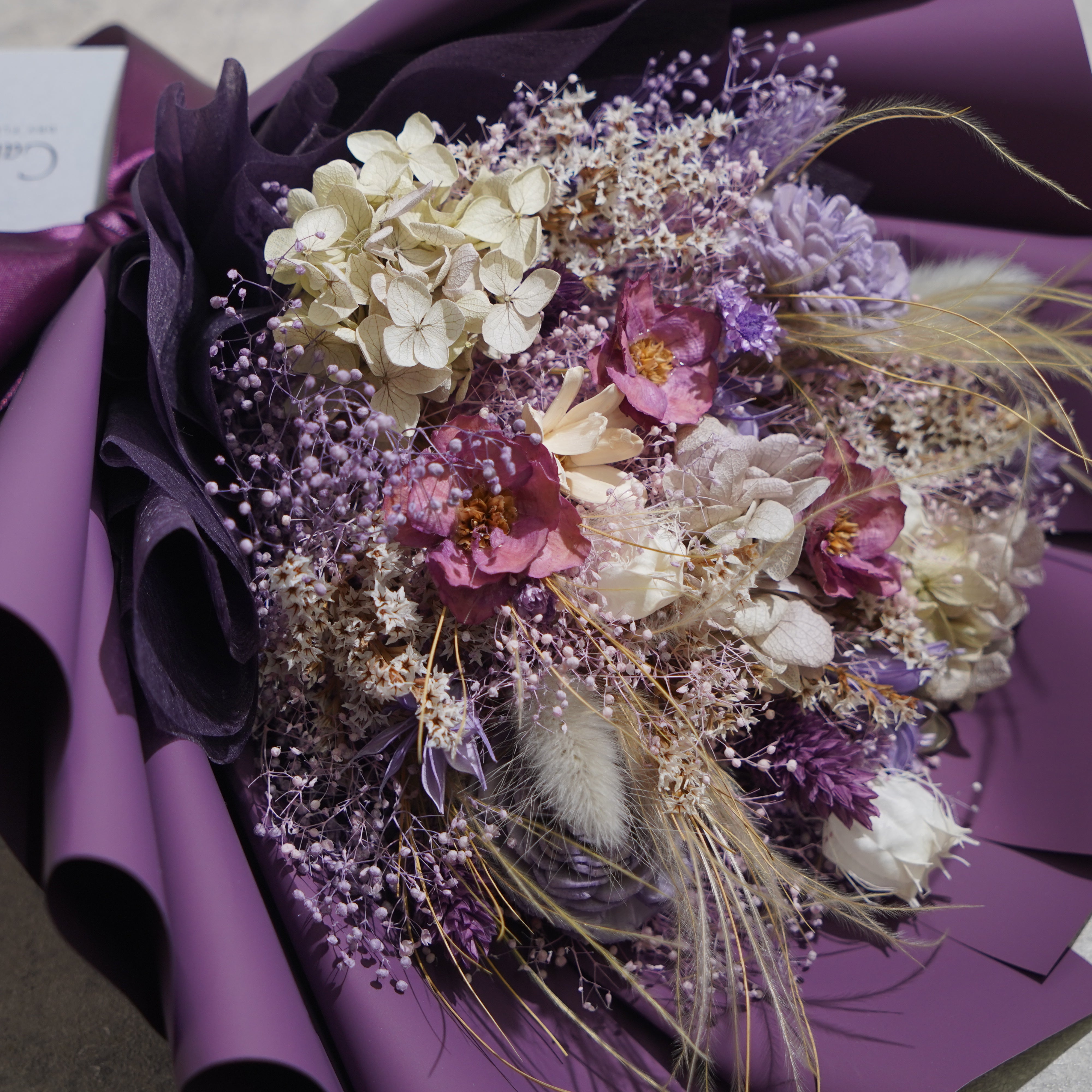 ドライフラワーの花束 Mサイズ パープル M-688≪限定１点≫