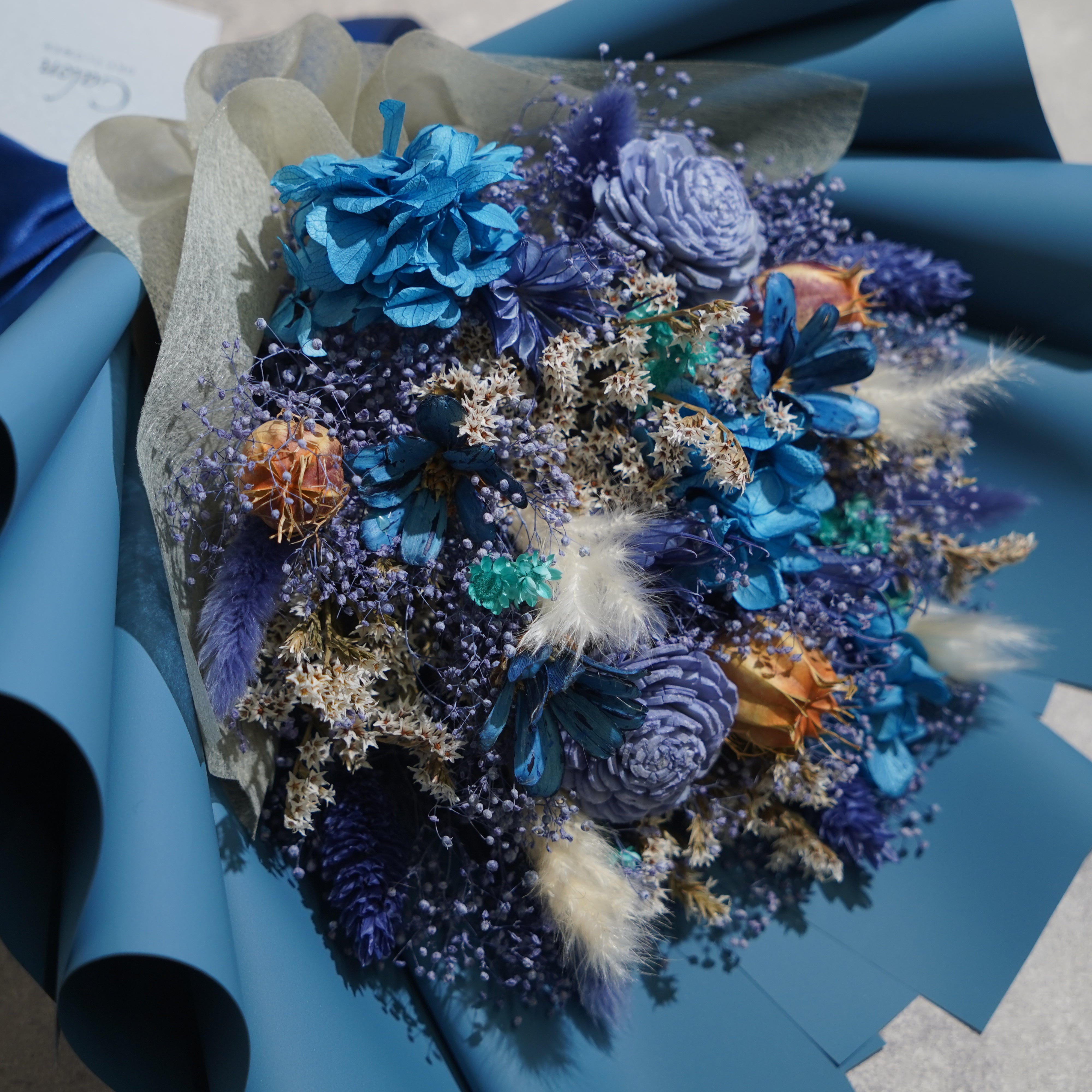 ドライフラワーの花束 Mサイズ ブルー M-690≪限定１点≫