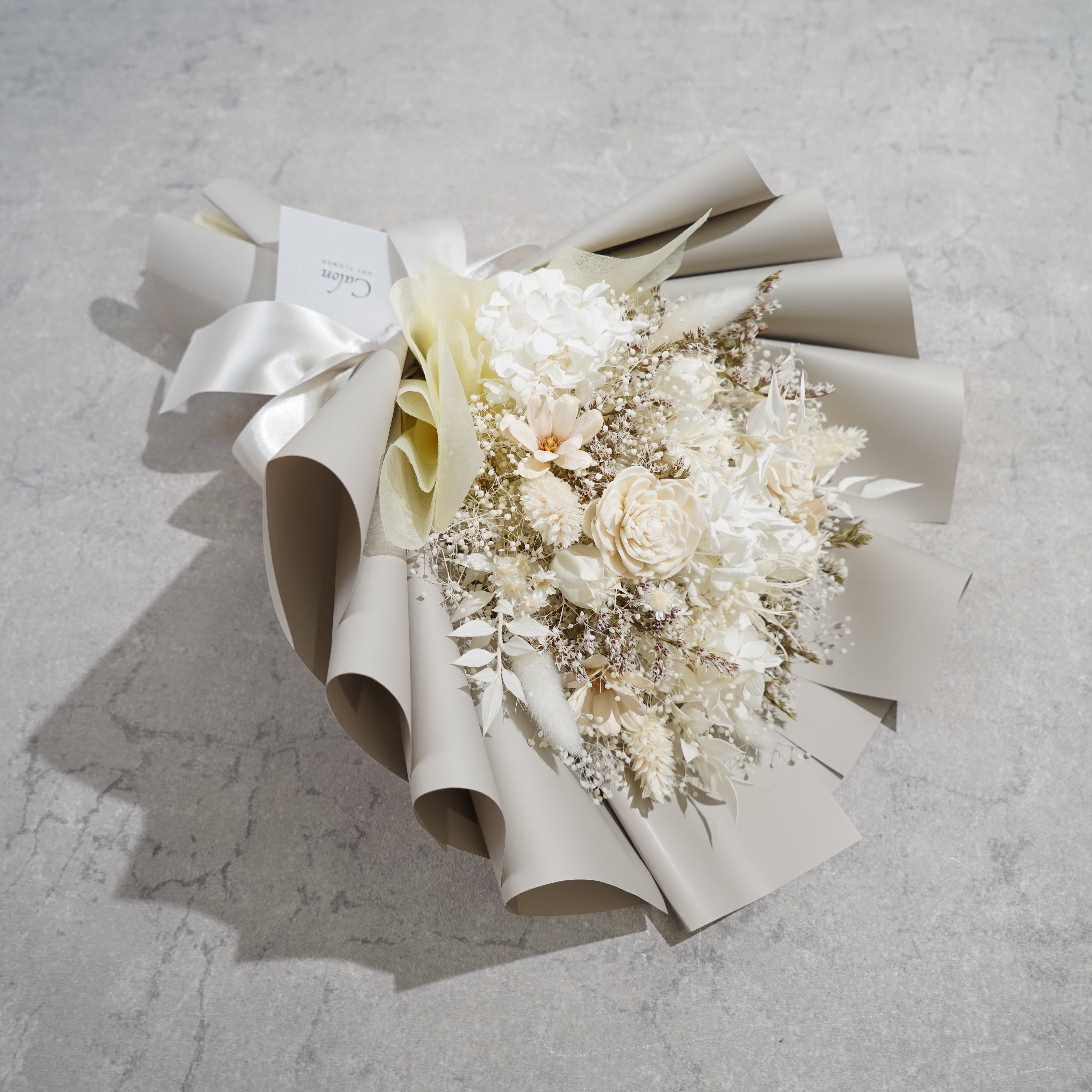 ドライフラワーの花束 Mサイズ ホワイト M-691≪限定１点≫