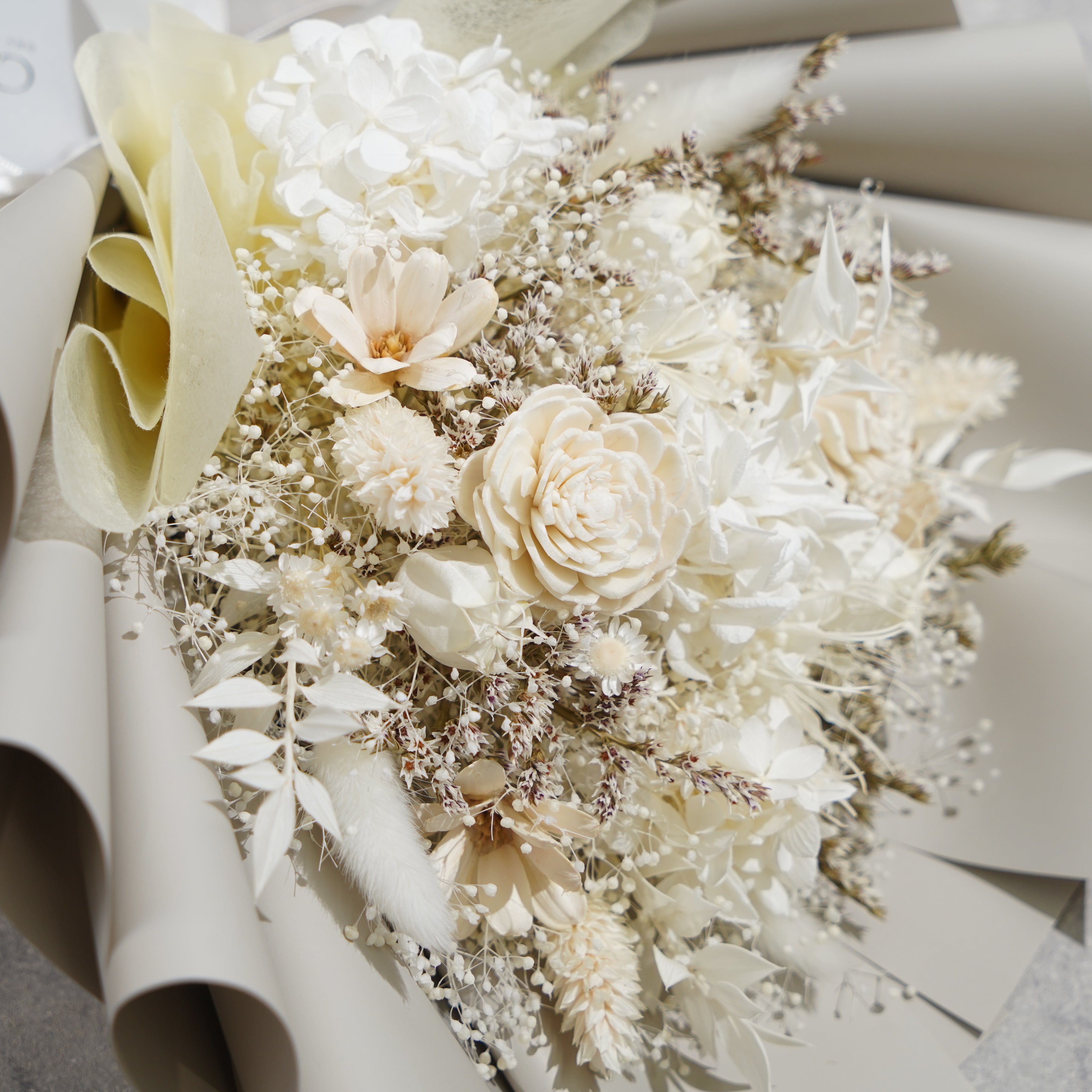 ドライフラワーの花束 Mサイズ ホワイト M-691≪限定１点≫