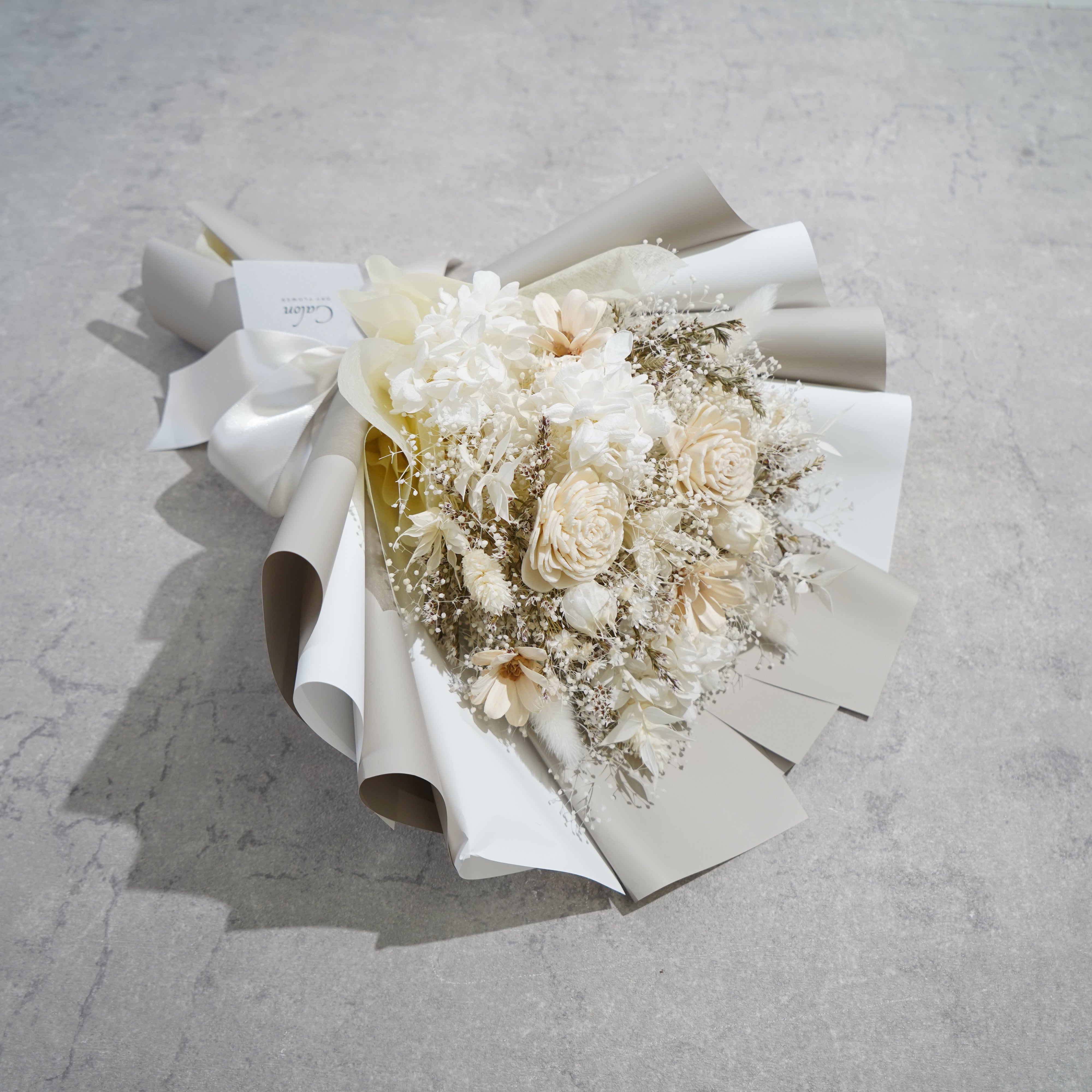 ドライフラワーの花束 Mサイズ ホワイト M-692≪限定１点≫