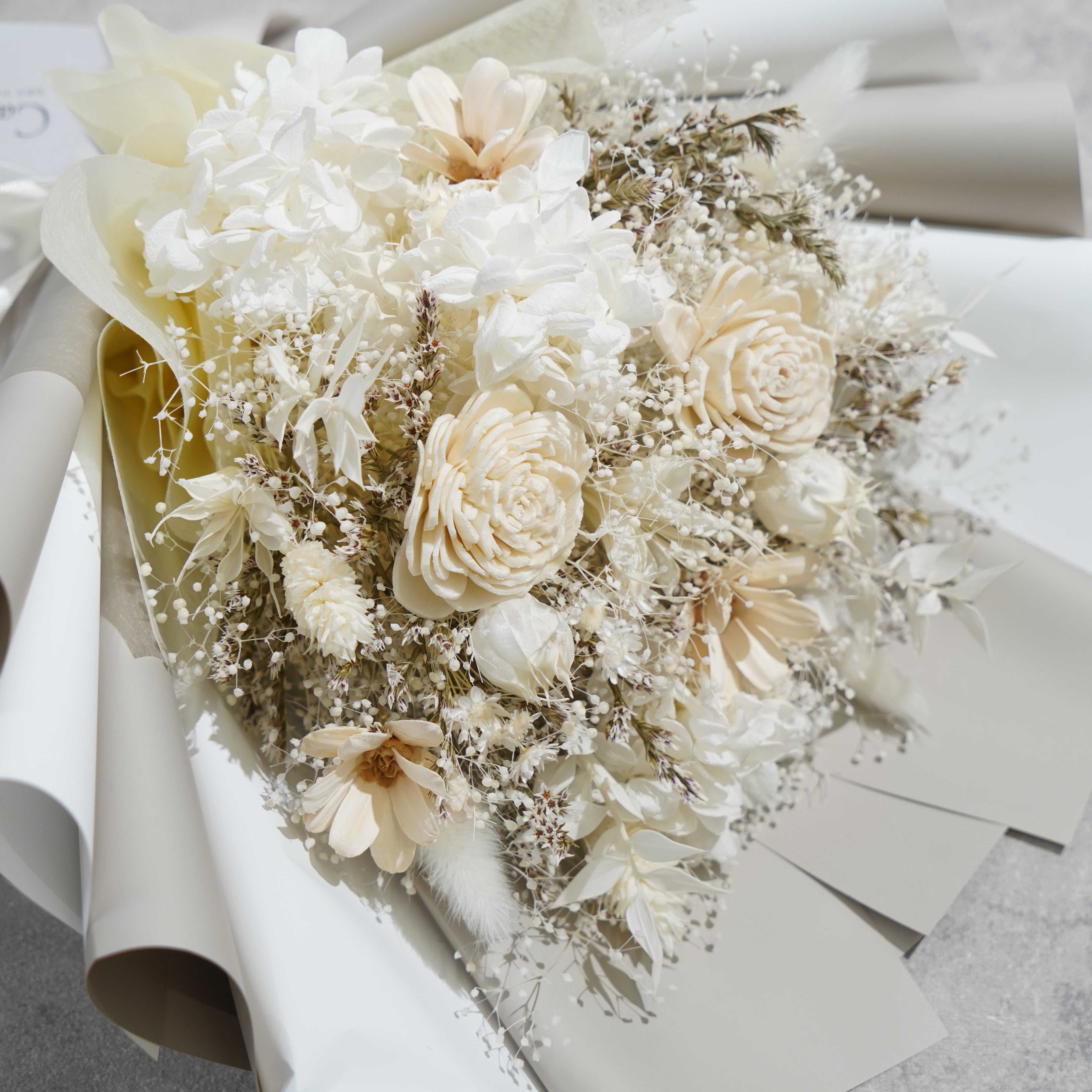 ドライフラワーの花束 Mサイズ ホワイト M-692≪限定１点≫