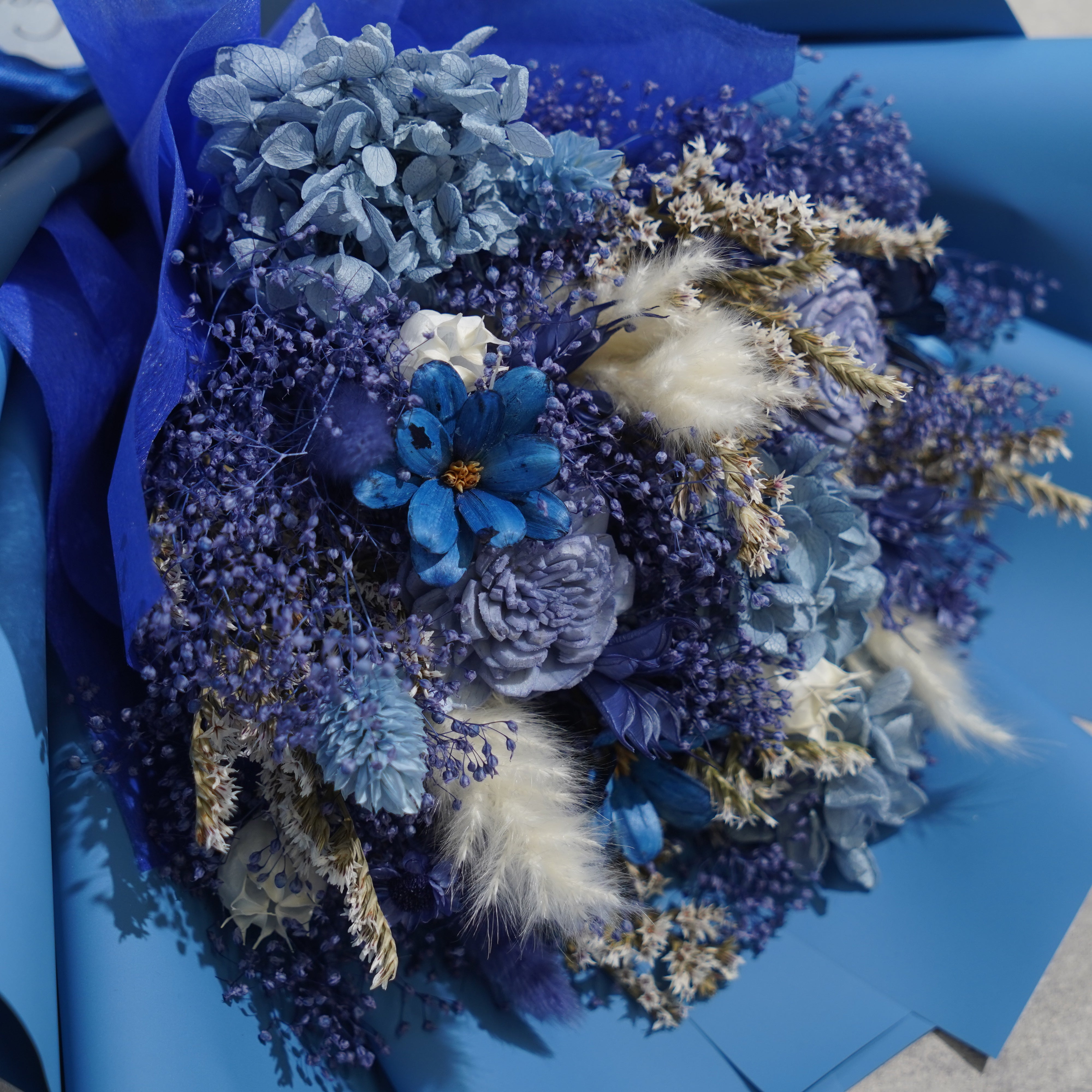 ドライフラワーの花束 Mサイズ ブルー M-693≪限定１点≫