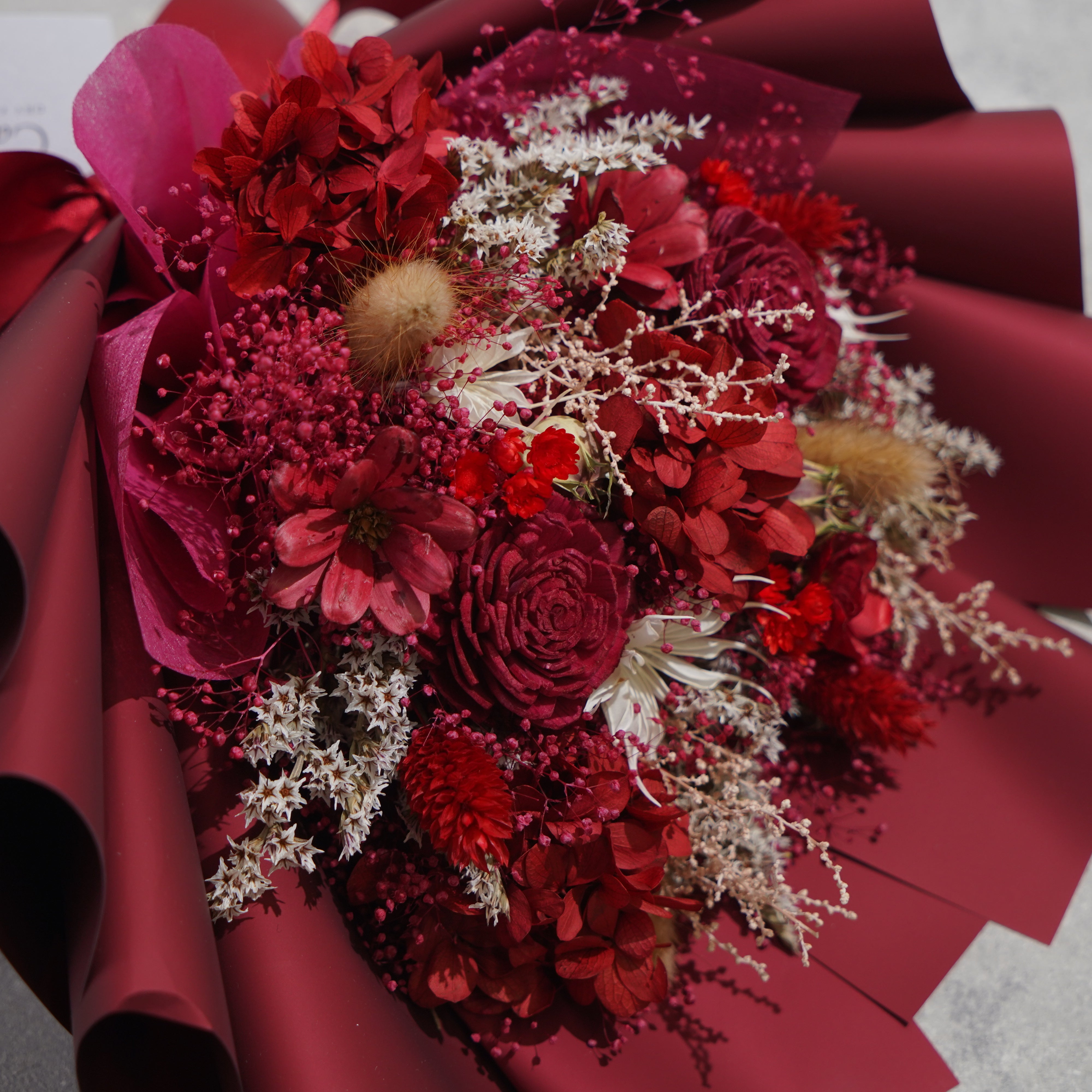 ドライフラワーの花束 Mサイズ レッド M-694≪限定１点≫