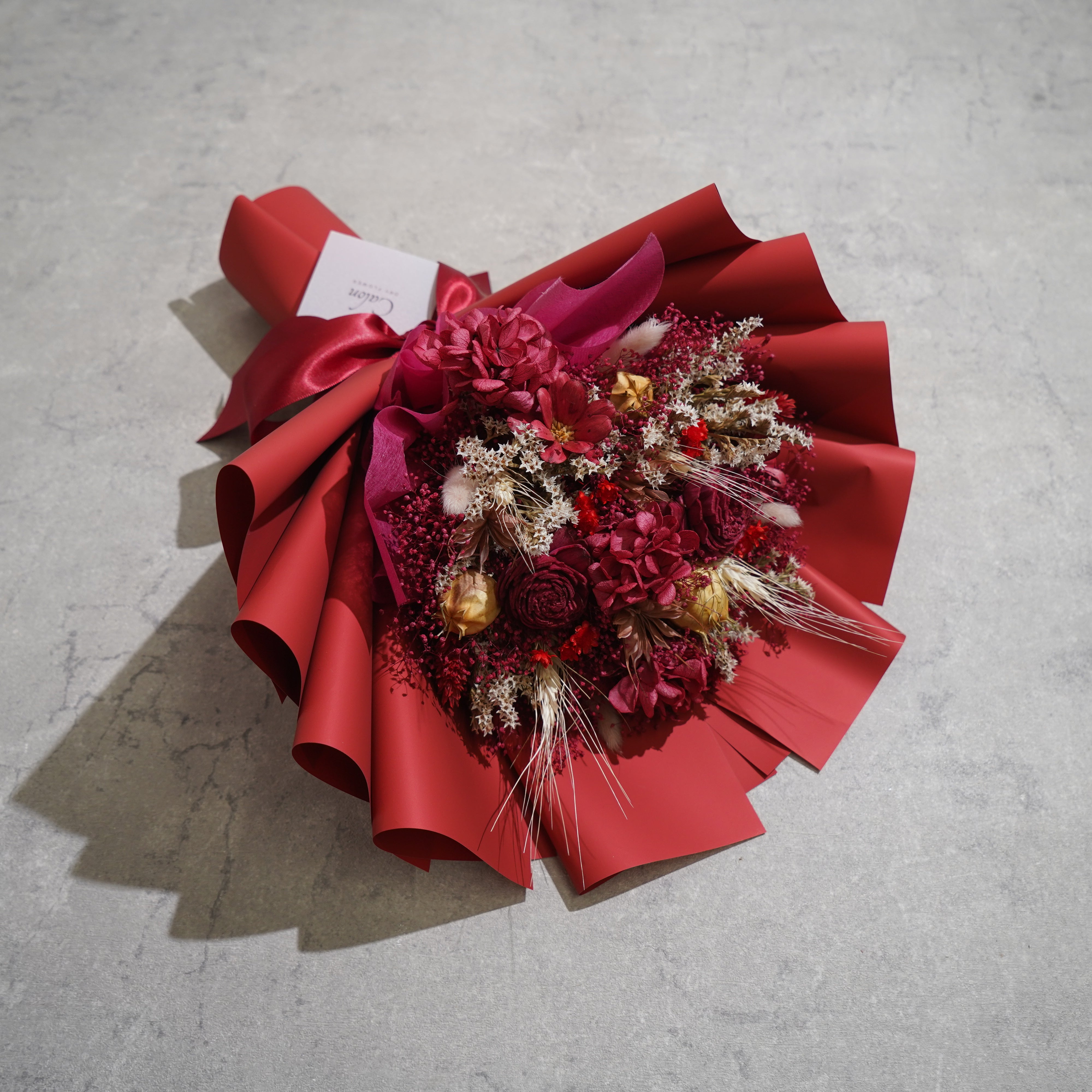 ドライフラワーの花束 Mサイズ レッド M-695≪限定１点≫