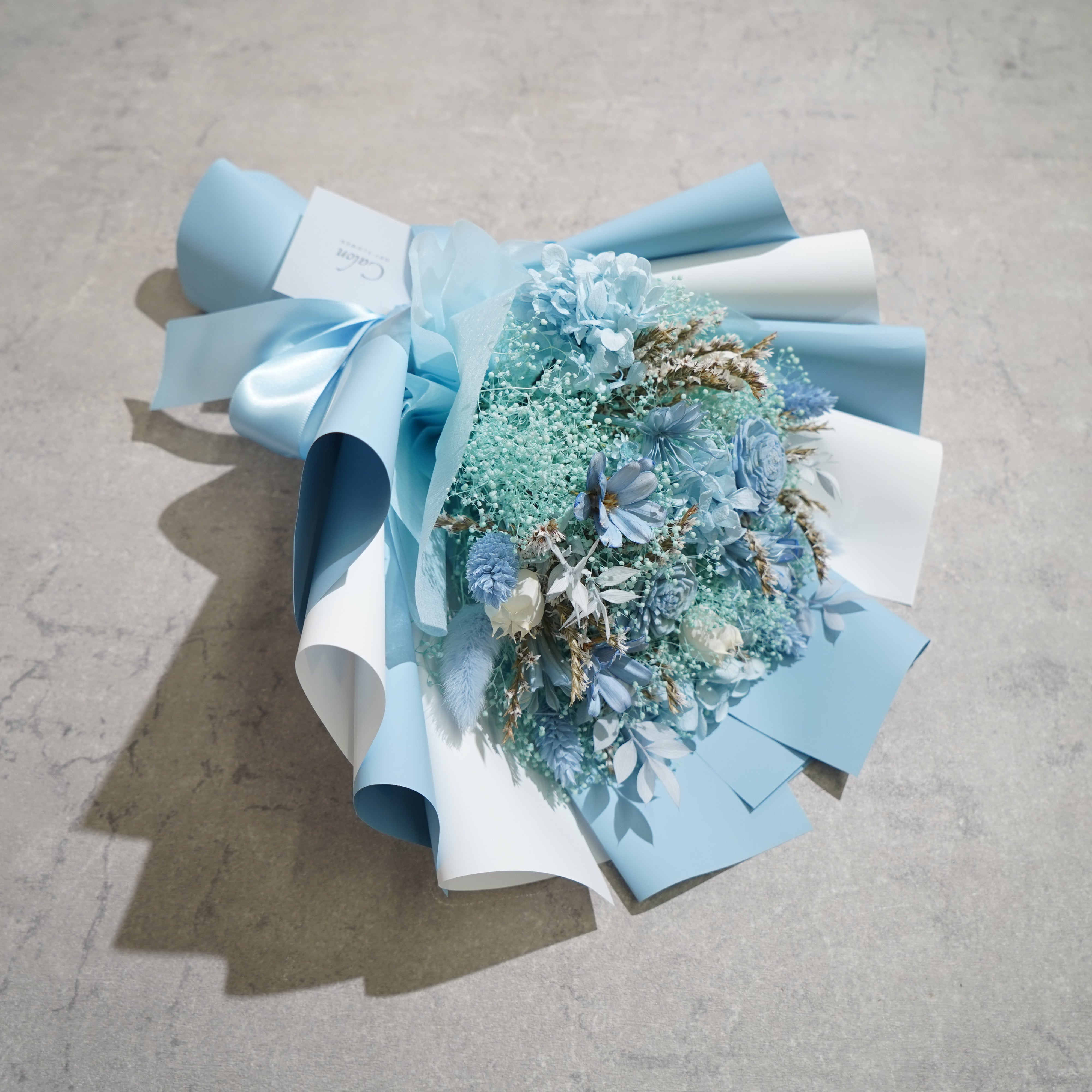 ドライフラワーの花束 Mサイズ ライトブルー M-696≪限定１点≫