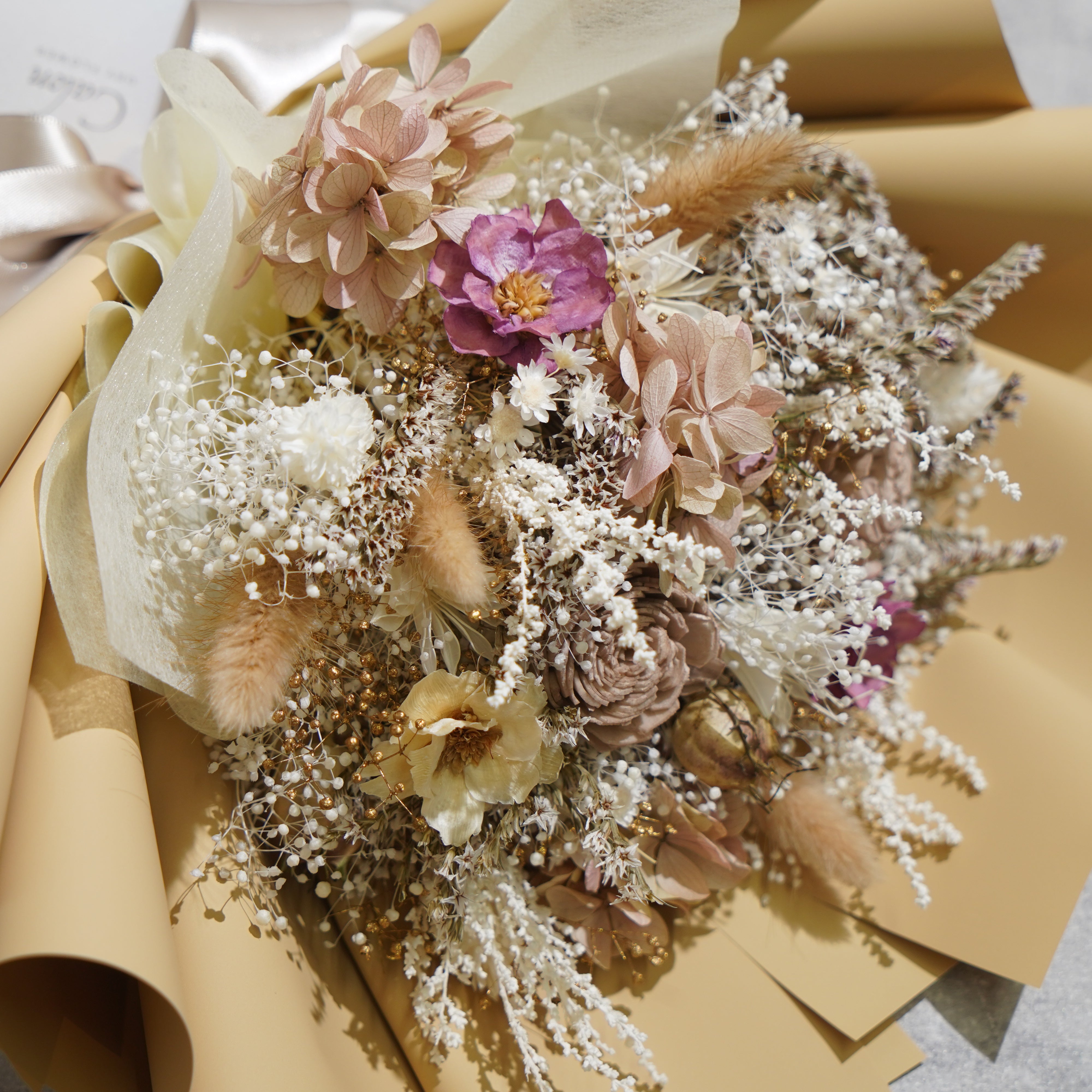 ドライフラワーの花束 Mサイズ ベージュ M-697≪限定１点≫