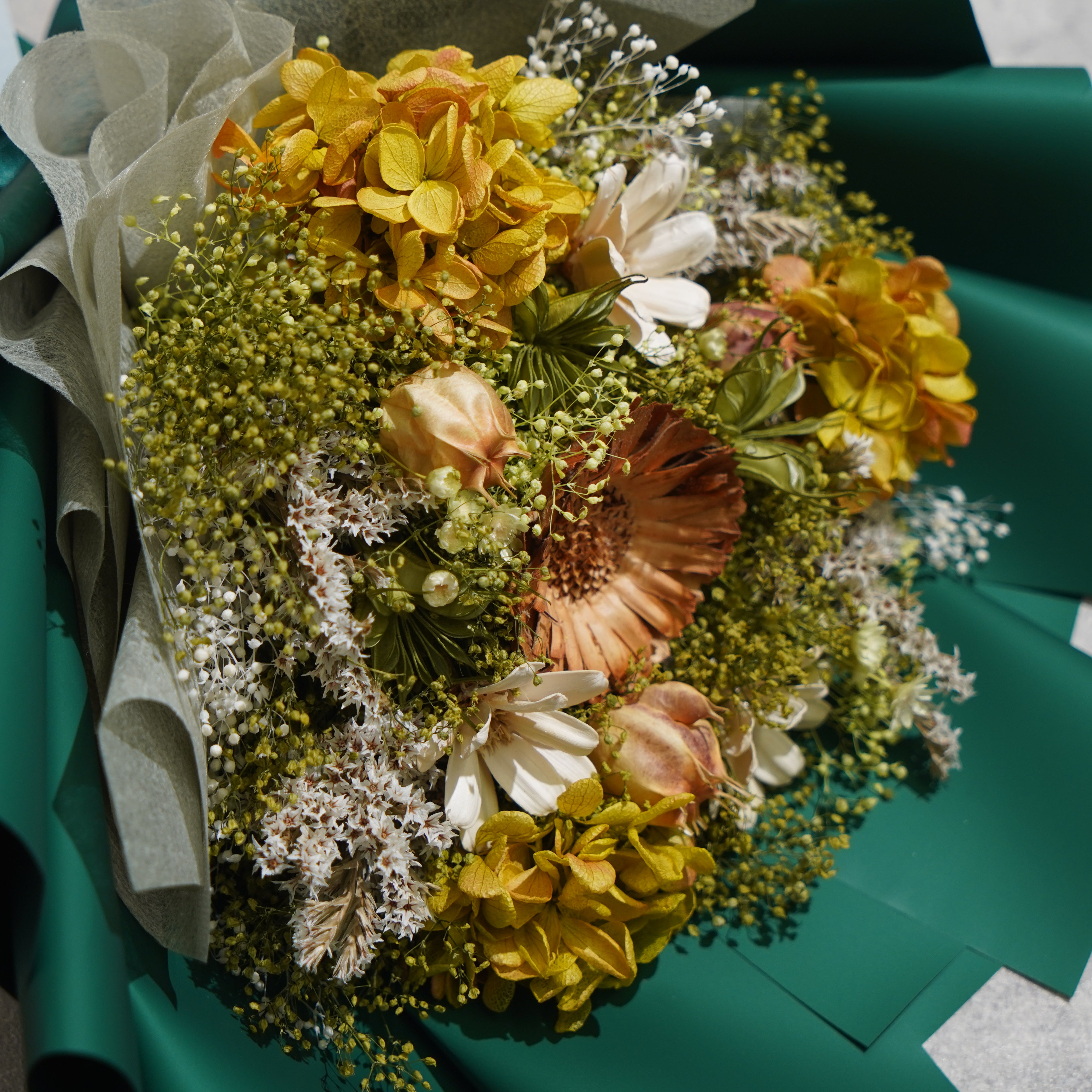 ドライフラワーの花束 Mサイズ グリーン M-698≪限定１点≫