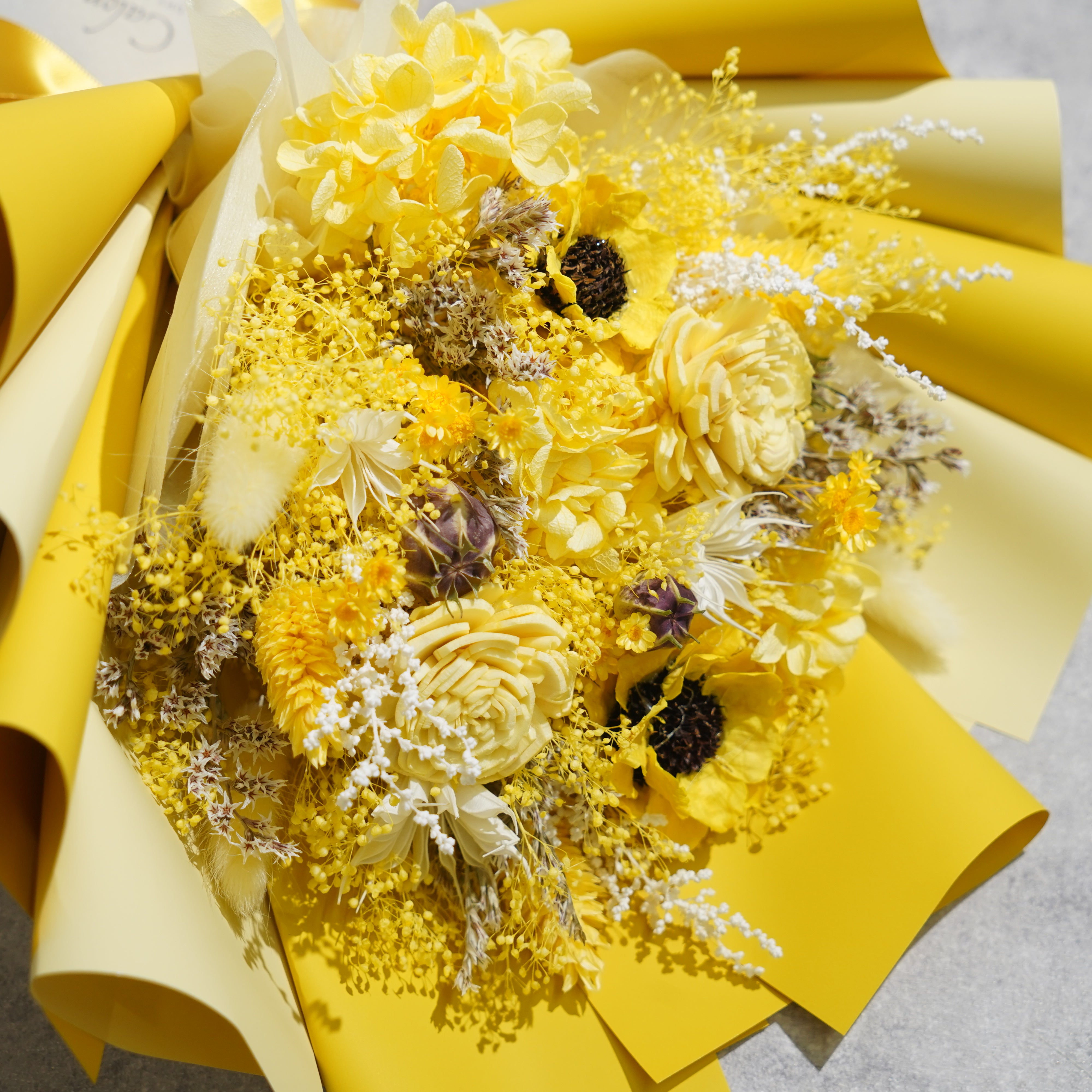 ドライフラワーの花束 Mサイズ イエロー M-700≪限定１点≫