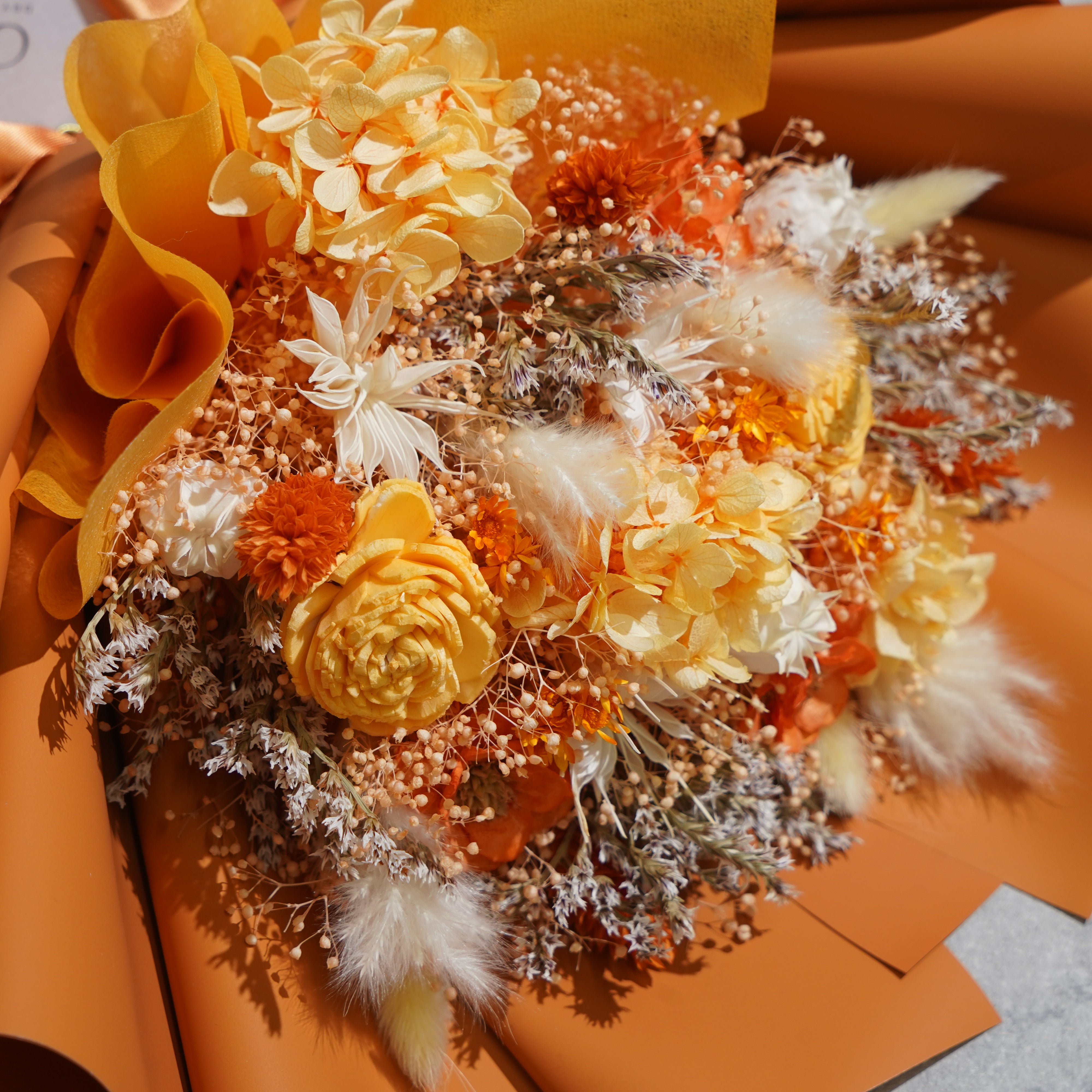 ドライフラワーの花束 Mサイズ オレンジ M-716≪限定１点≫