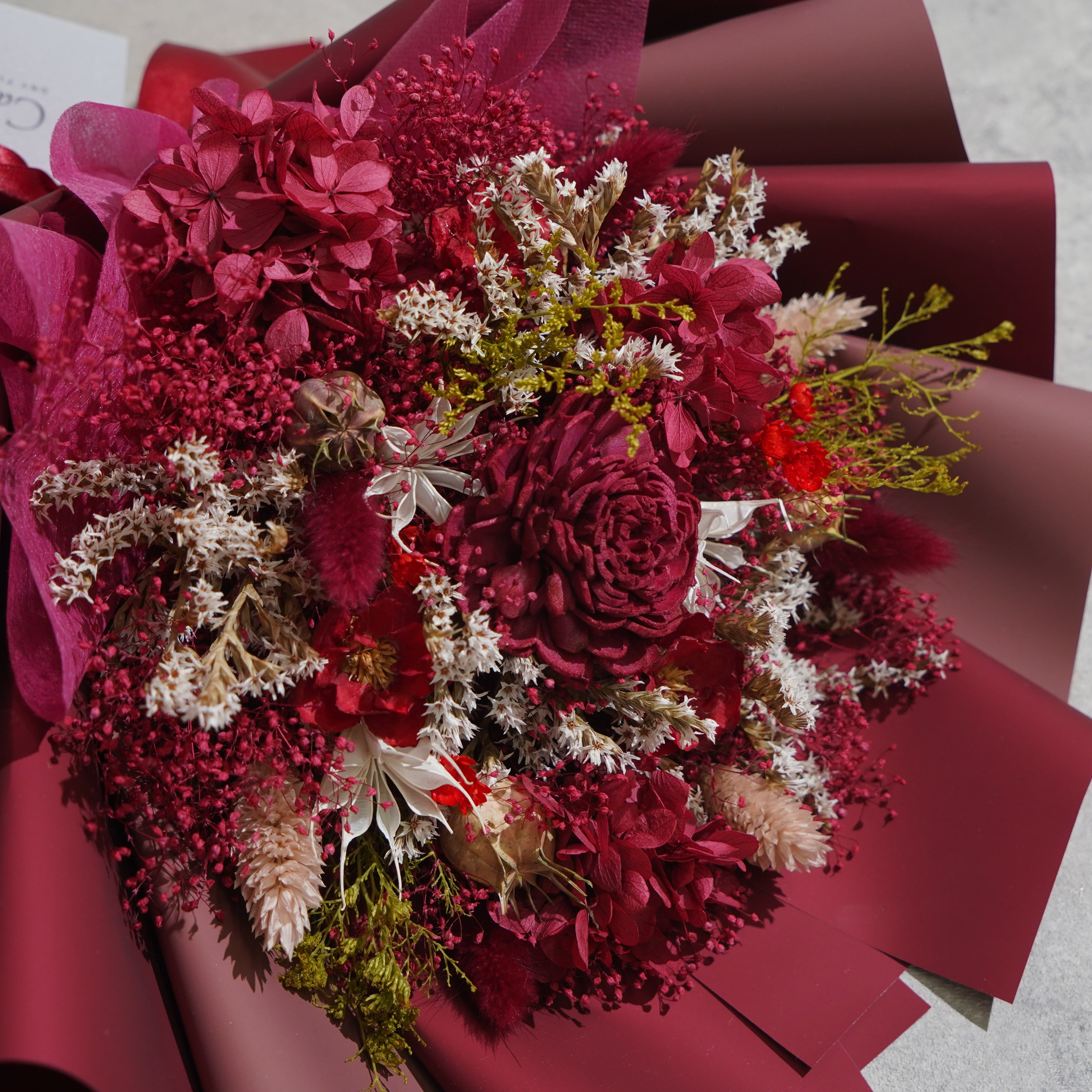 ドライフラワーの花束 Mサイズ レッド M-720≪限定１点≫