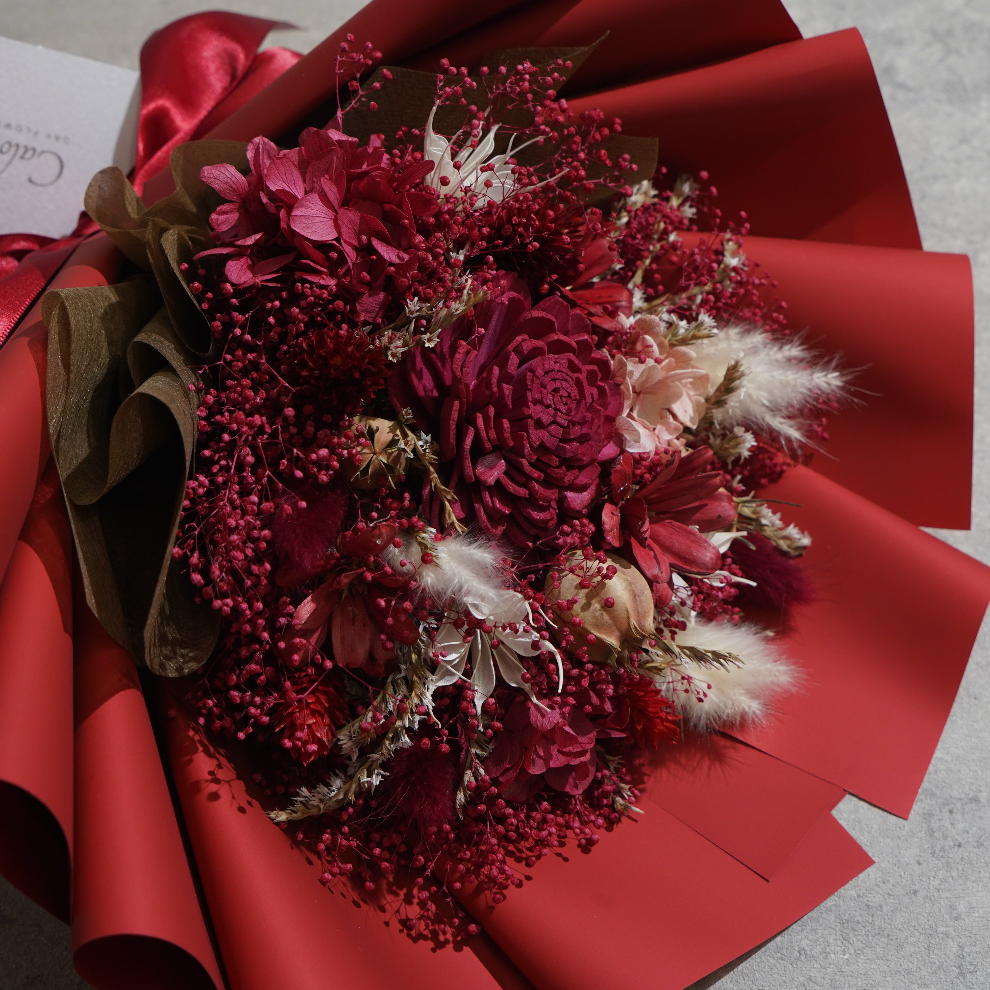 ドライフラワーの花束 Mサイズ レッド M-723≪限定１点≫