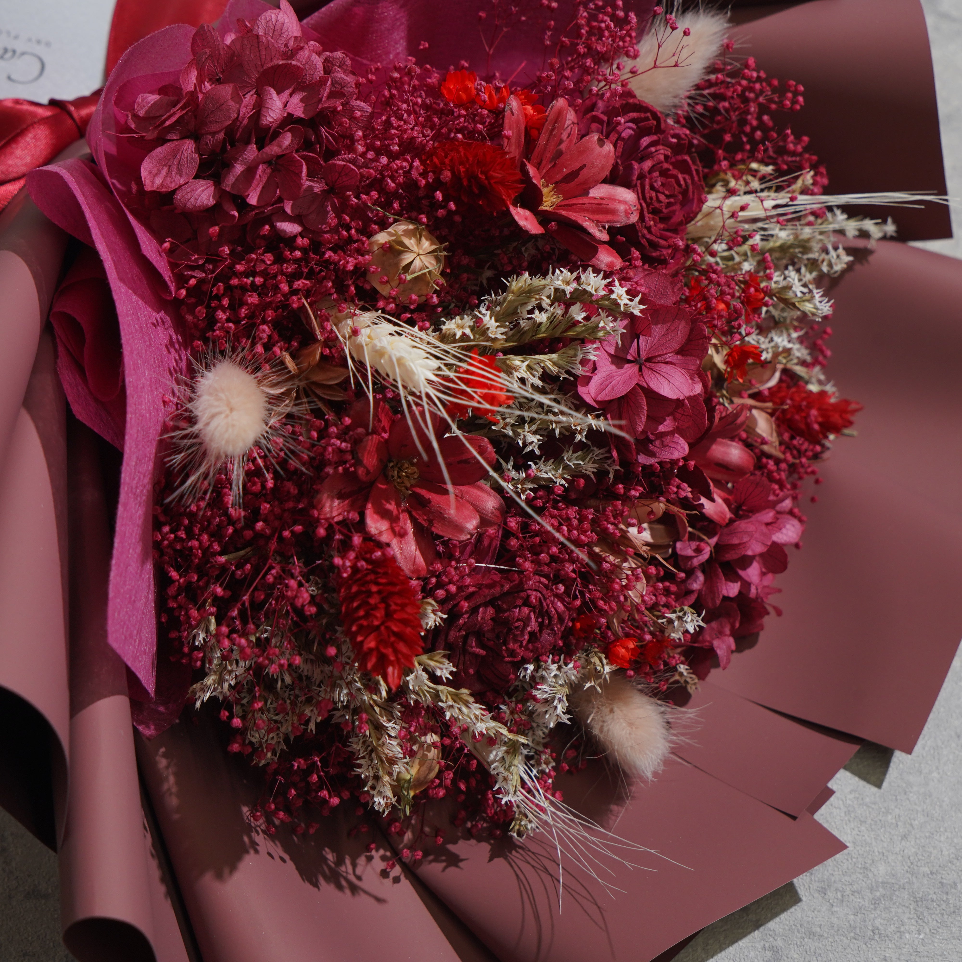 ドライフラワーの花束 Mサイズ レッド M-726≪限定１点≫